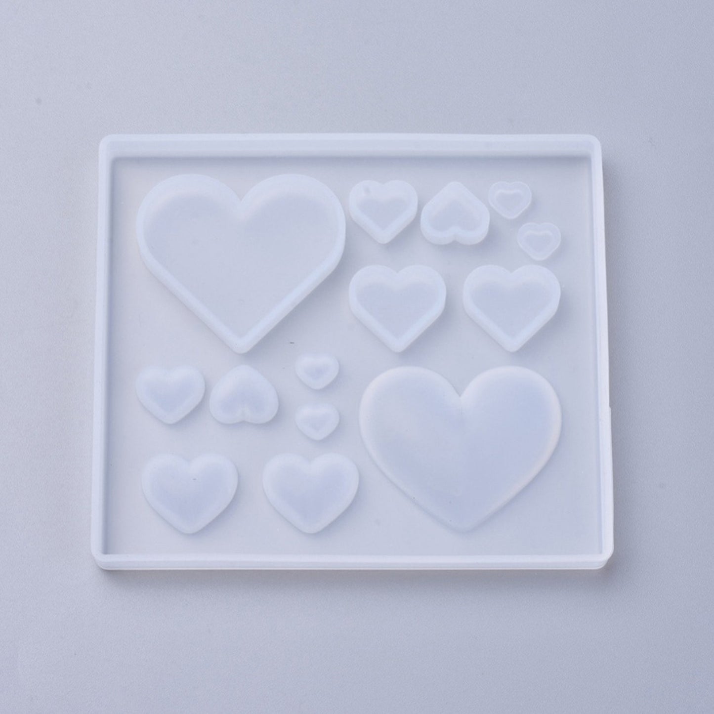 Heart Silicone Mould, 14 Piece Hearts Earring Epoxy Resin Pendant Mold, Heart Jewellery Polymer Clay Tool, UV Resin Mold