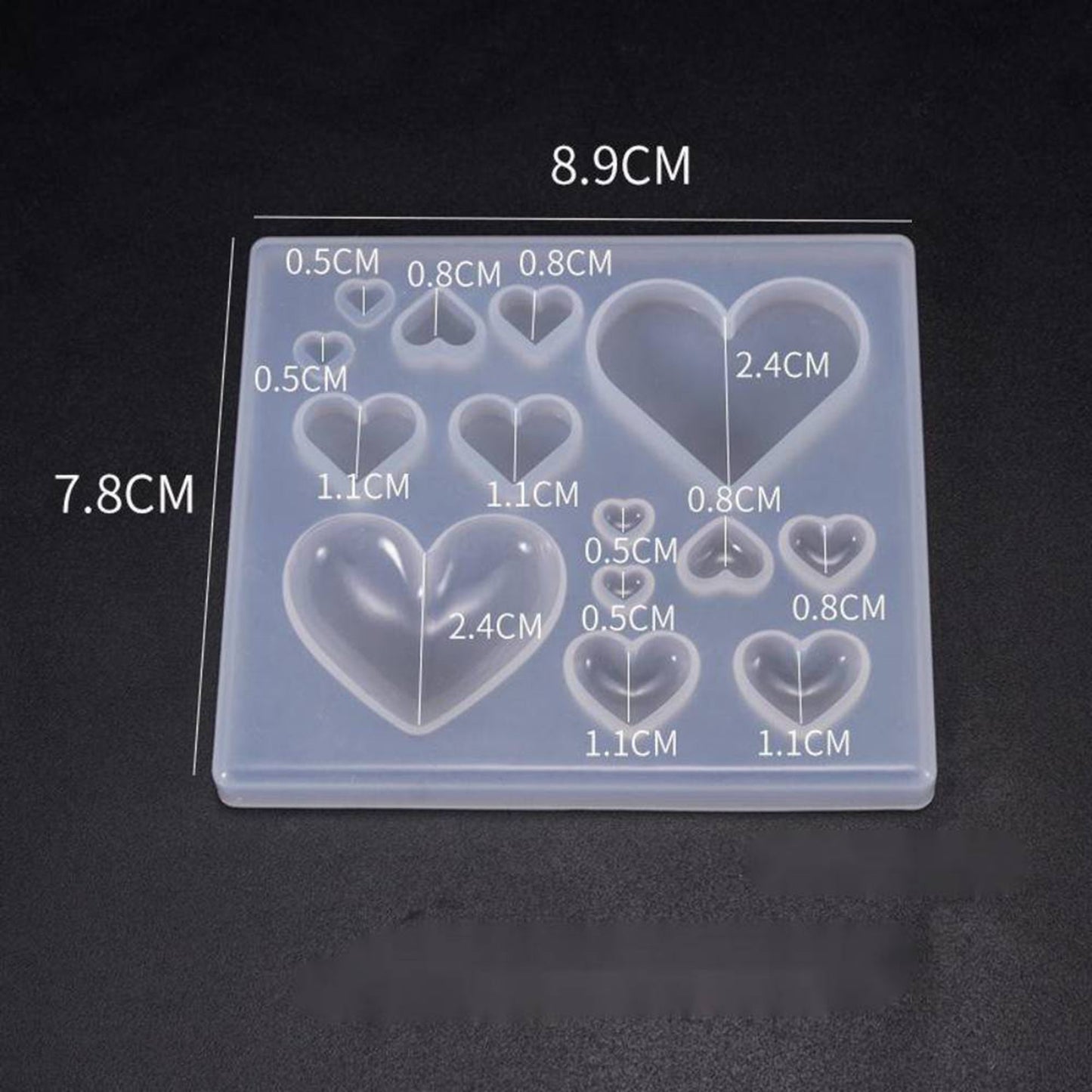 Heart Silicone Mould, 14 Piece Hearts Earring Epoxy Resin Pendant Mold, Heart Jewellery Polymer Clay Tool, UV Resin Mold