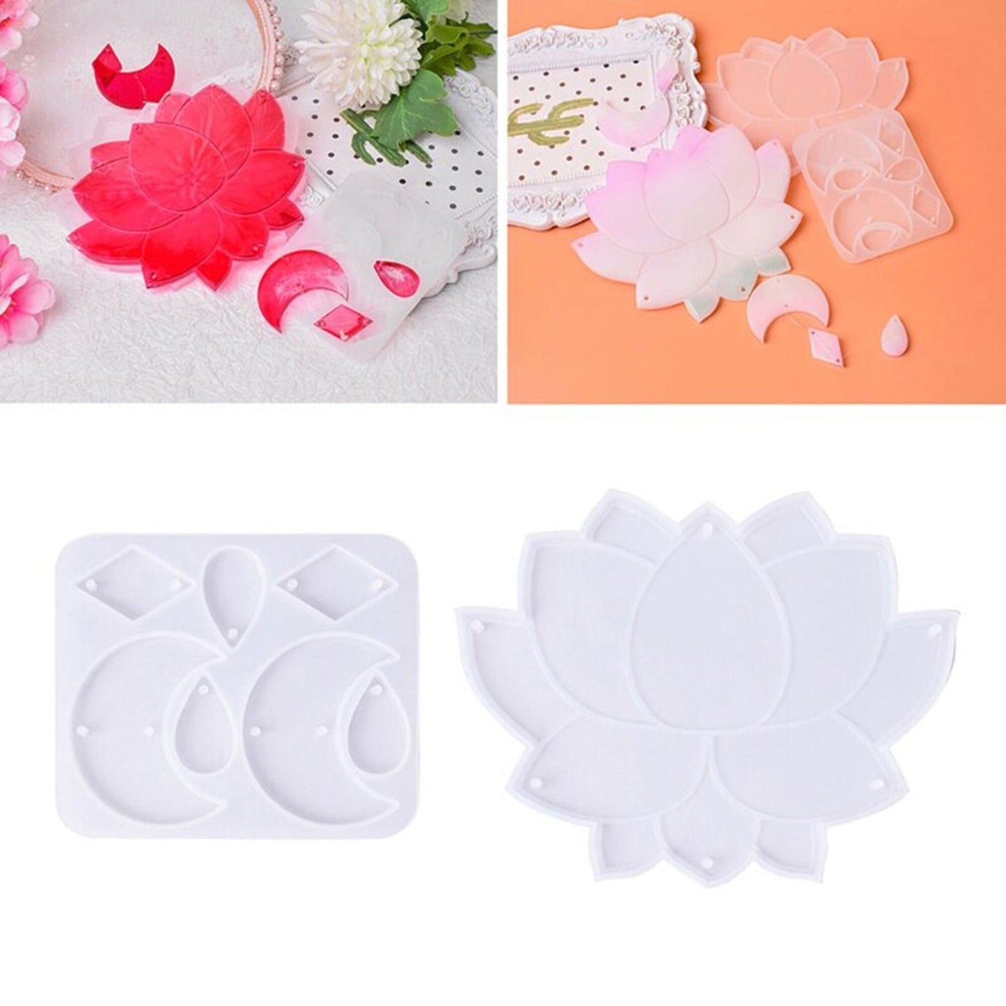 Lotus Flower Wall Hanging Mould, Lotus Wind Chime Silicone Mold, Flower Window Decoration Resin Mold, Lotus Wind-Bell Decoration Mould