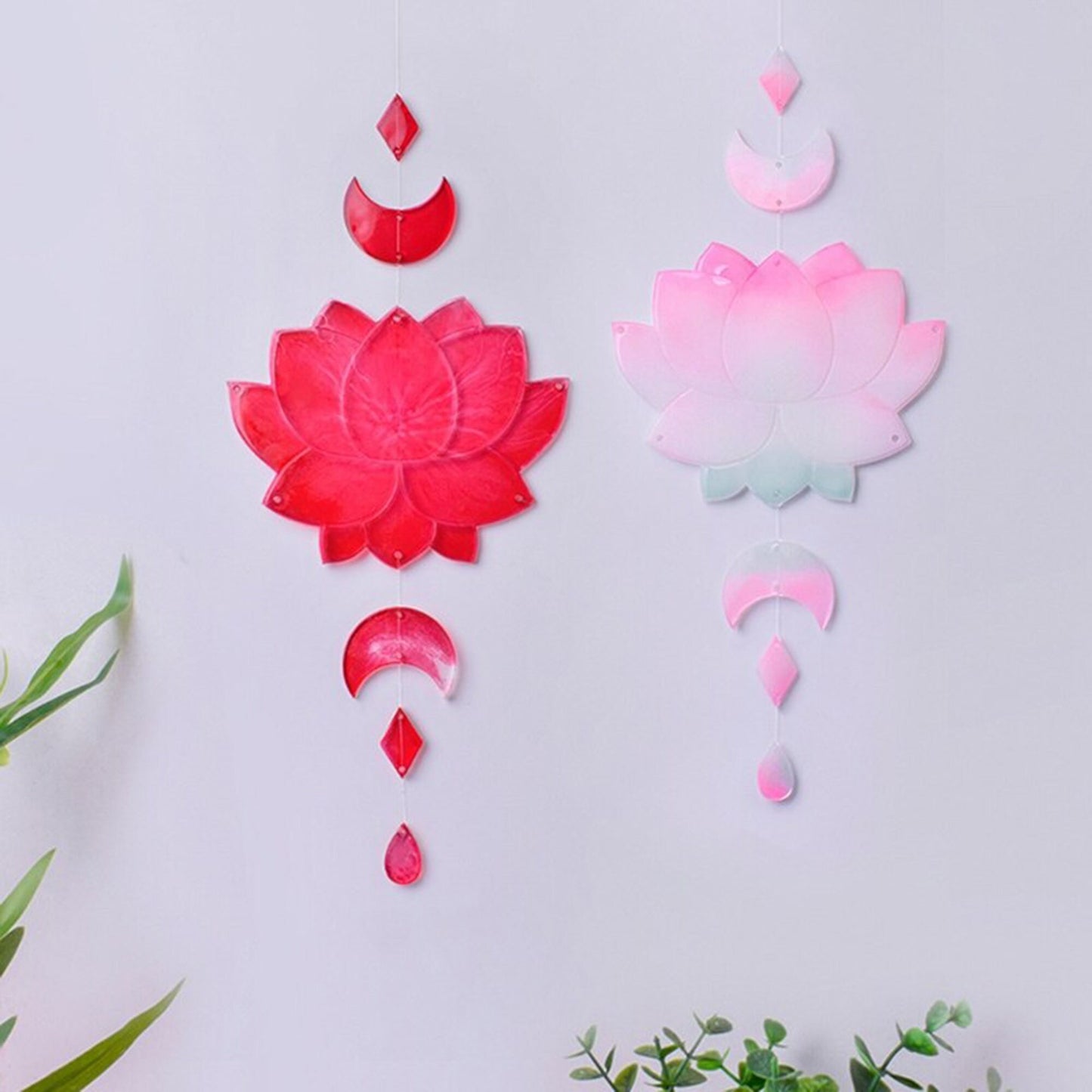 Lotus Flower Wall Hanging Mould, Lotus Wind Chime Silicone Mold, Flower Window Decoration Resin Mold, Lotus Wind-Bell Decoration Mould