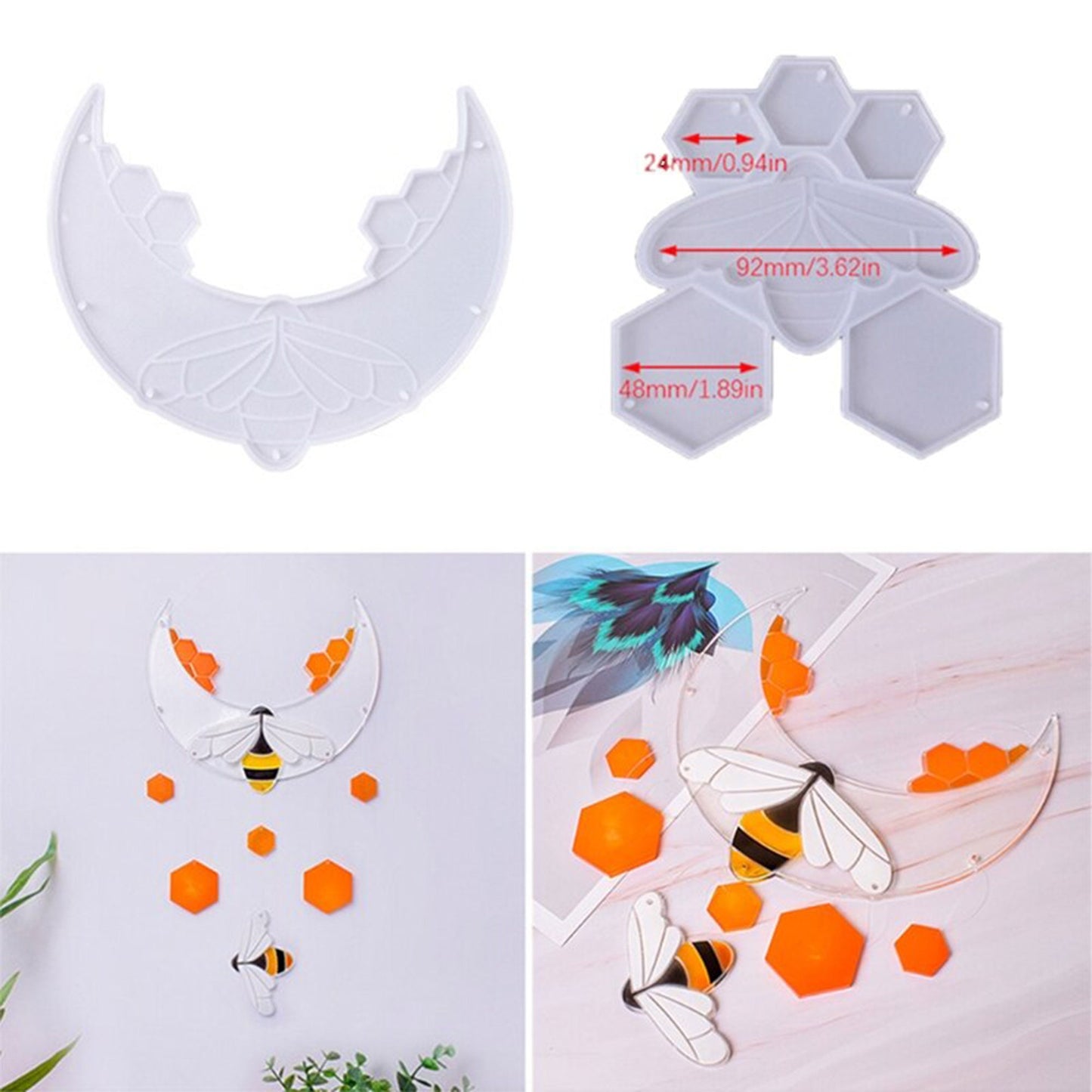 Bee Wall Hanging Mould, Bee Hive Wind Chime Silicone Mold, Bee Window Decoration Resin Mold, Bee Hive Wind-Bell Decoration Mould