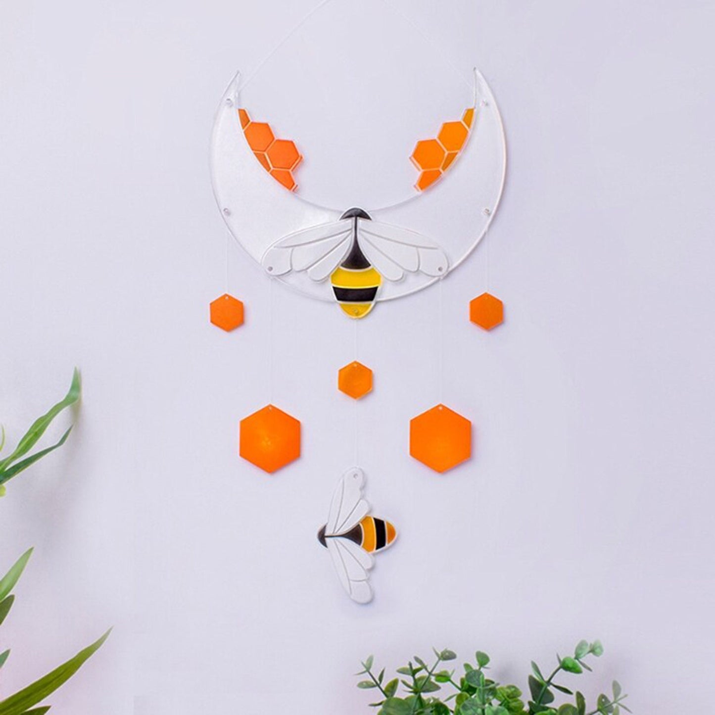 Bee Wall Hanging Mould, Bee Hive Wind Chime Silicone Mold, Bee Window Decoration Resin Mold, Bee Hive Wind-Bell Decoration Mould