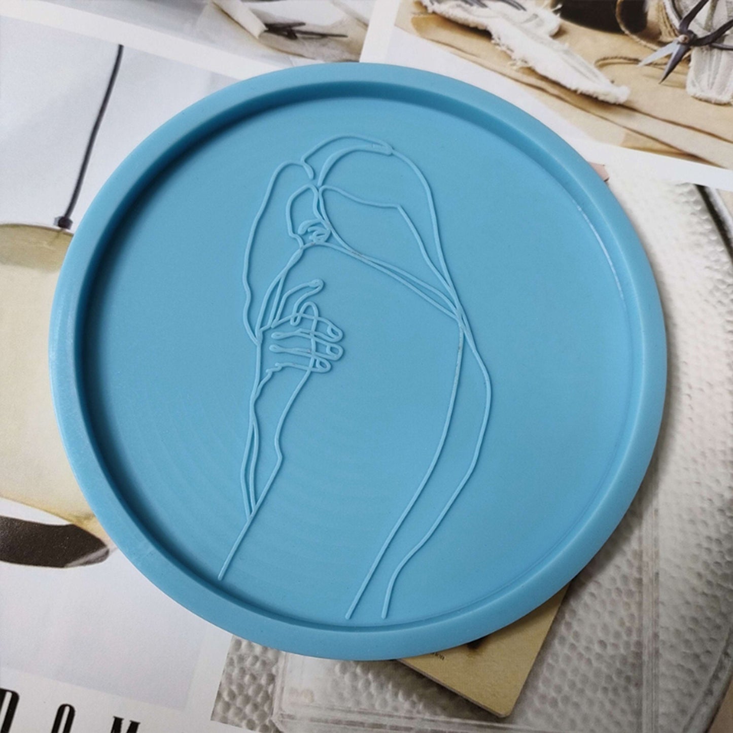 Body Line Art Coaster Mold, Female Silhouette Body Tray Resin Mould, Goddess Coaster Mold for Resin, Girl Goddess Tray Silicone Mold