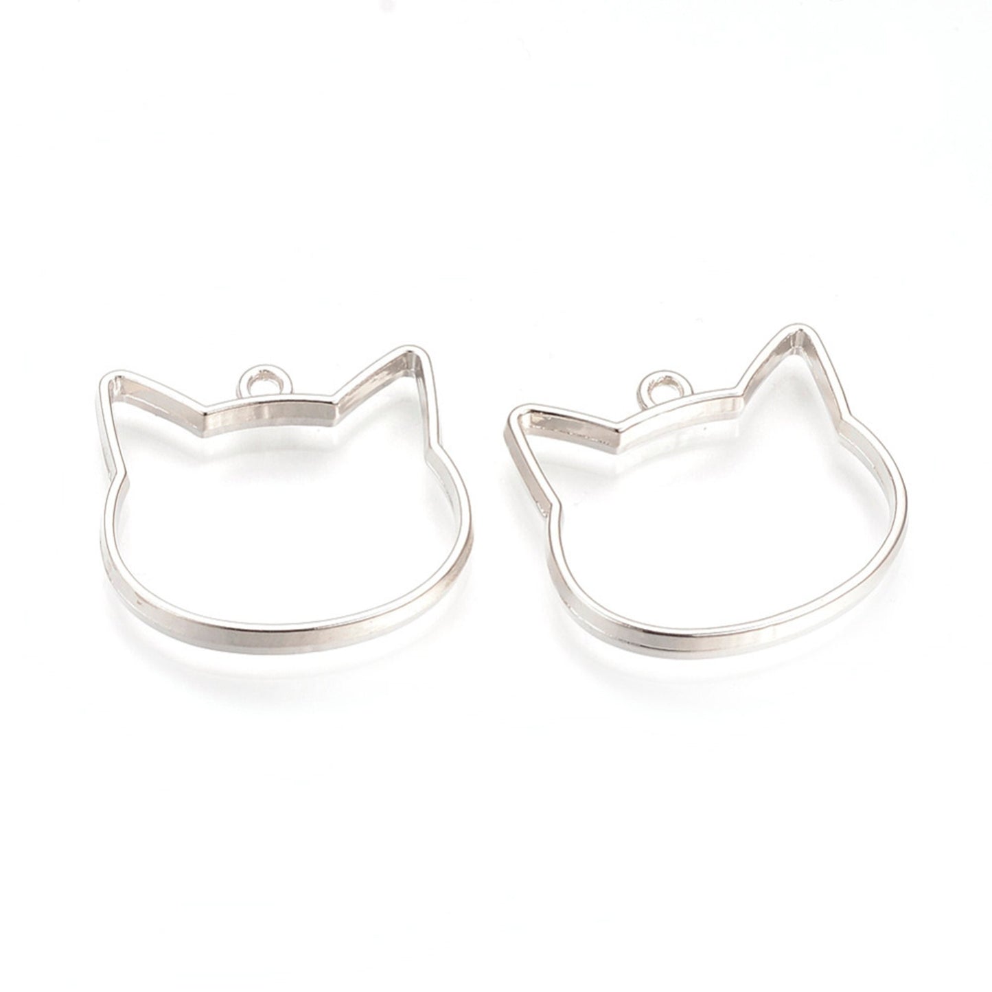 10 pcs Open Back Cat Face Resin Bezel Jewellery pendant, UV resin pendant bezel, silver