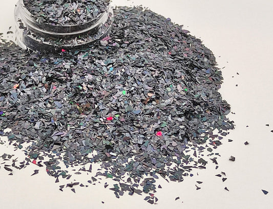 Holographic Black Glitter Flakes, Holographic Cellophane Glitter Flakes, Resin Supplies, Craft Supplies, Nail Art Glitter