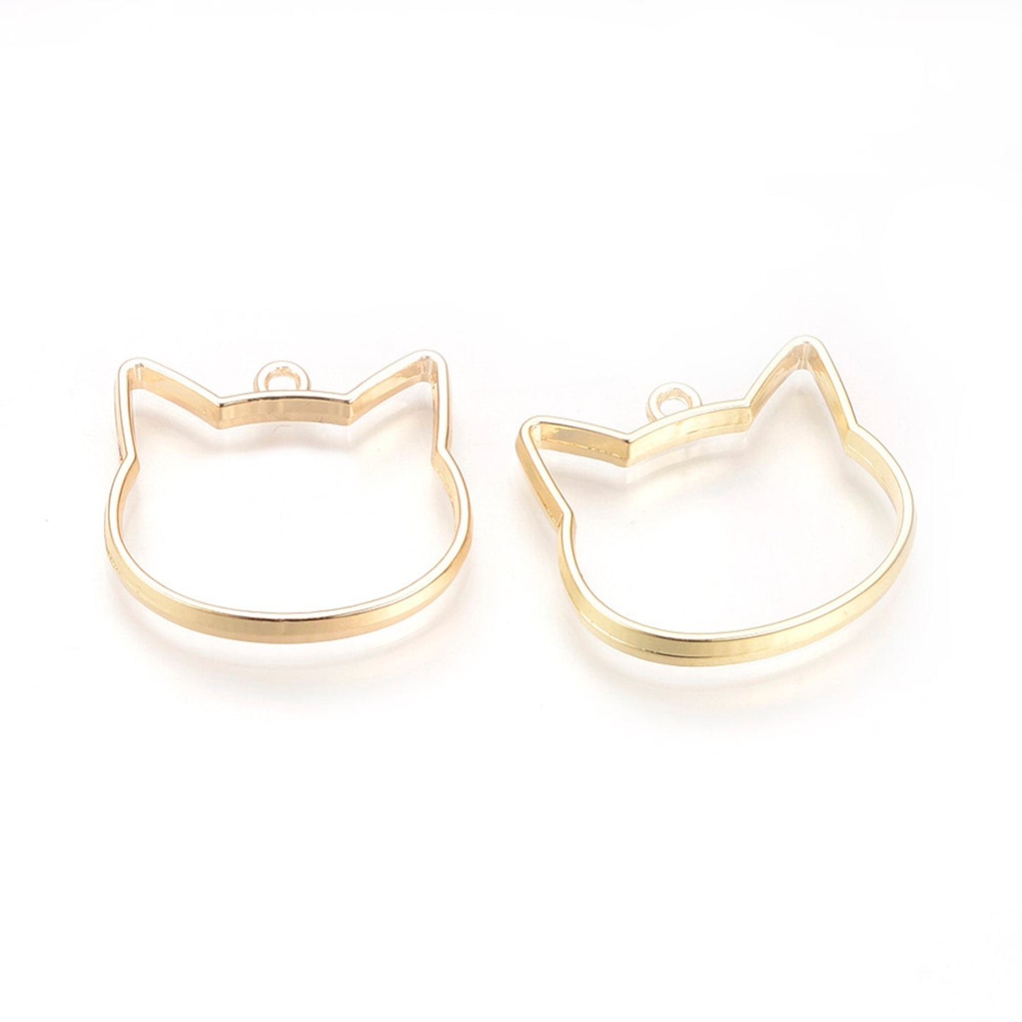 10 pcs Open Back Cat Face Resin Bezel Jewellery pendant, UV resin pendant bezel, gold