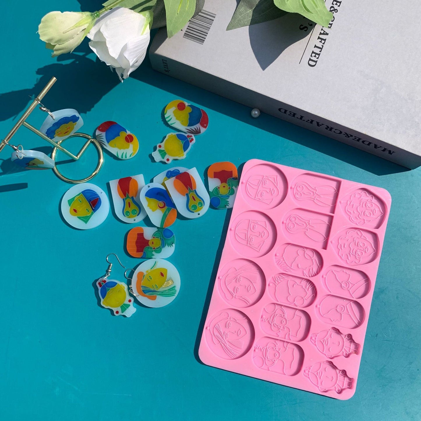 Earrings Resin Silicone Mould, Girls Earring Epoxy Statement Earrings Mold, Resin Pendant Mold, Jewellery Polymer Clay Tool, Resin Supplies