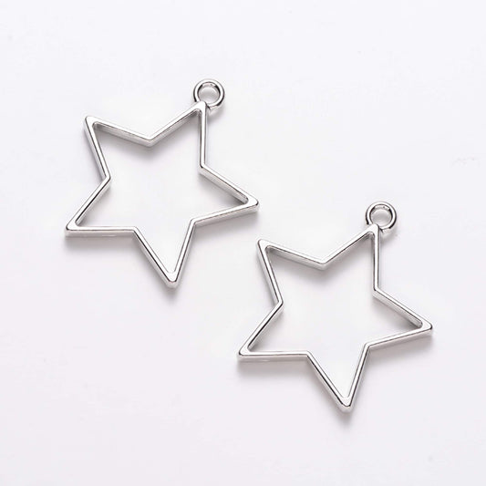 10 pcs Open Back Star Resin Bezel Jewellery pendant, UV resin pendant bezel