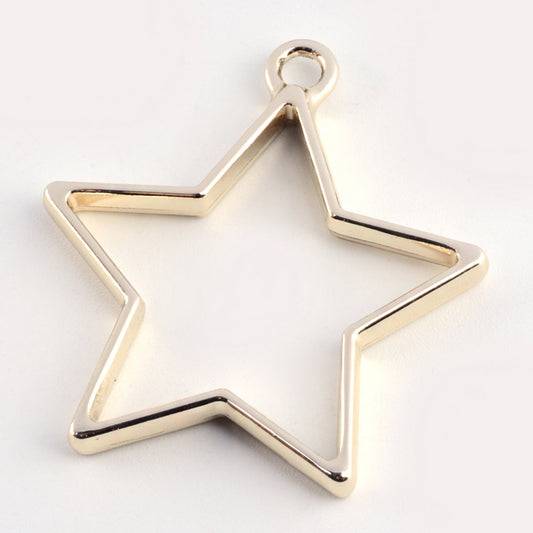 10 pcs Open Back Gold Star Resin Bezel Jewellery pendant, UV resin pendant bezel