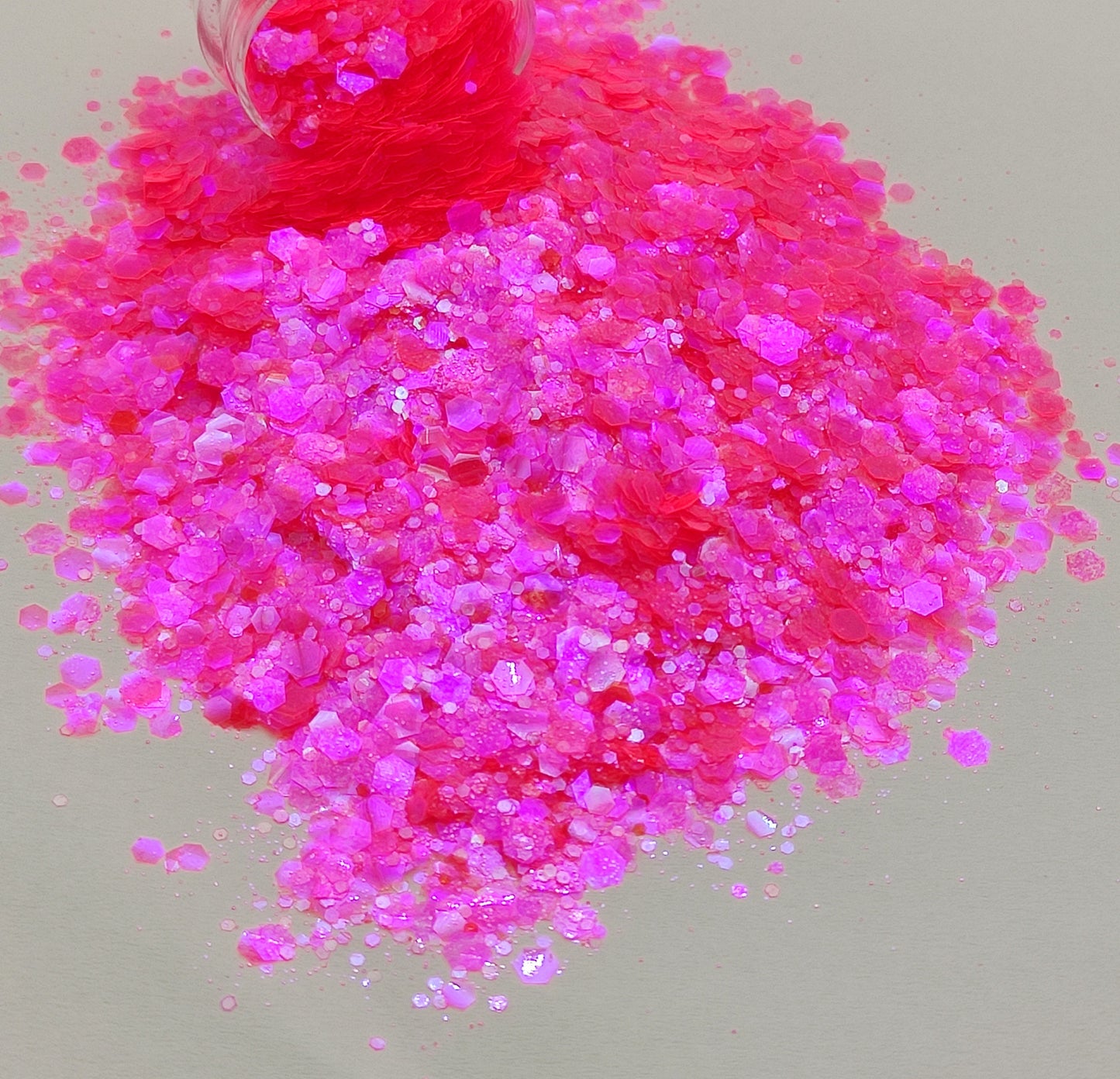 Bright Pink Translucent Glitter Mix, Iridescent Neon Pink Glitter Mix, Resin Supplies, Nail Art Glitter, Craft Supplies, Slime Supplies