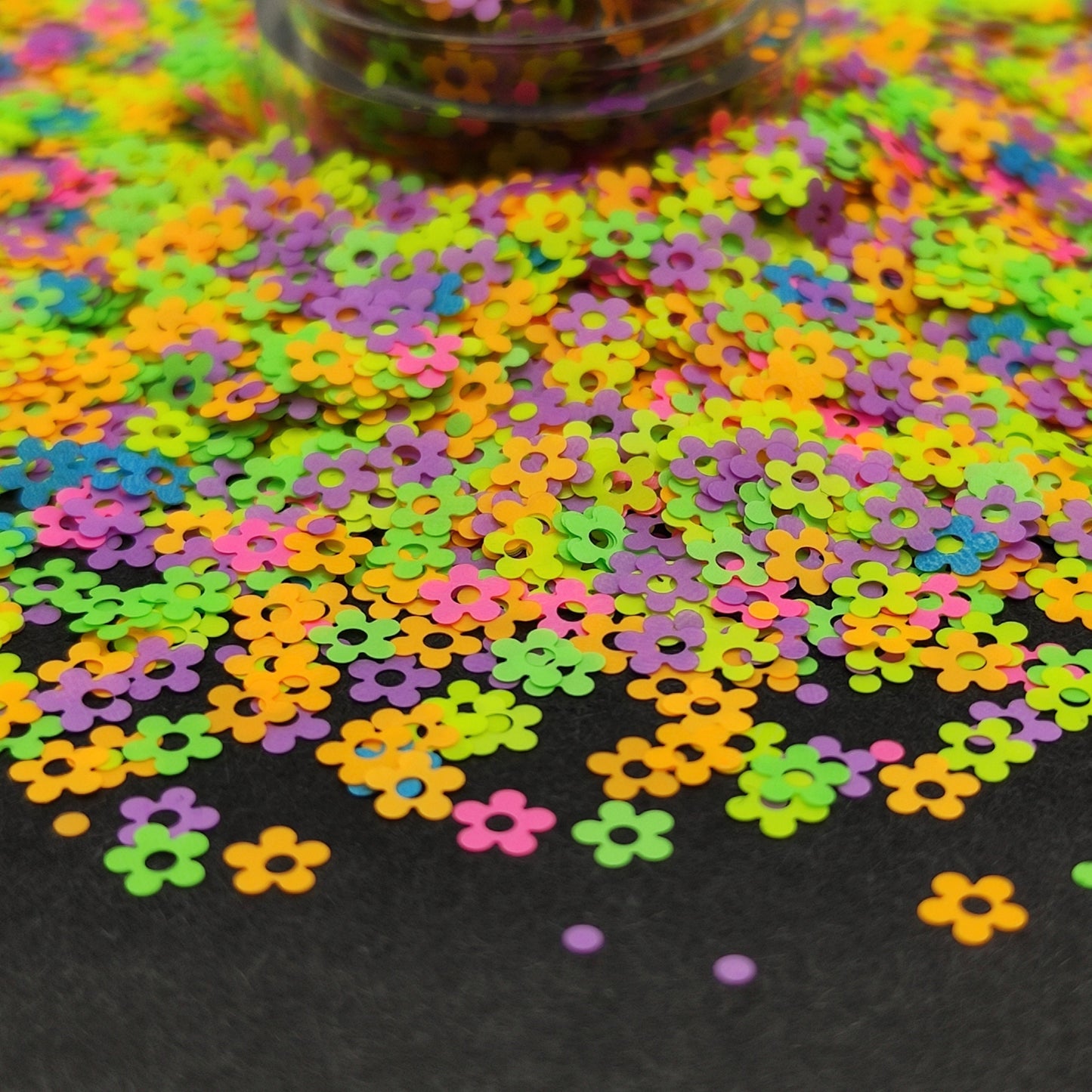 Fluorescent Colourful Flower Glitter, Daisy Neon Nail Art Glitter, Fluorescence Nail Glitter, Resin Supplies, Neon Rainbow Glitter