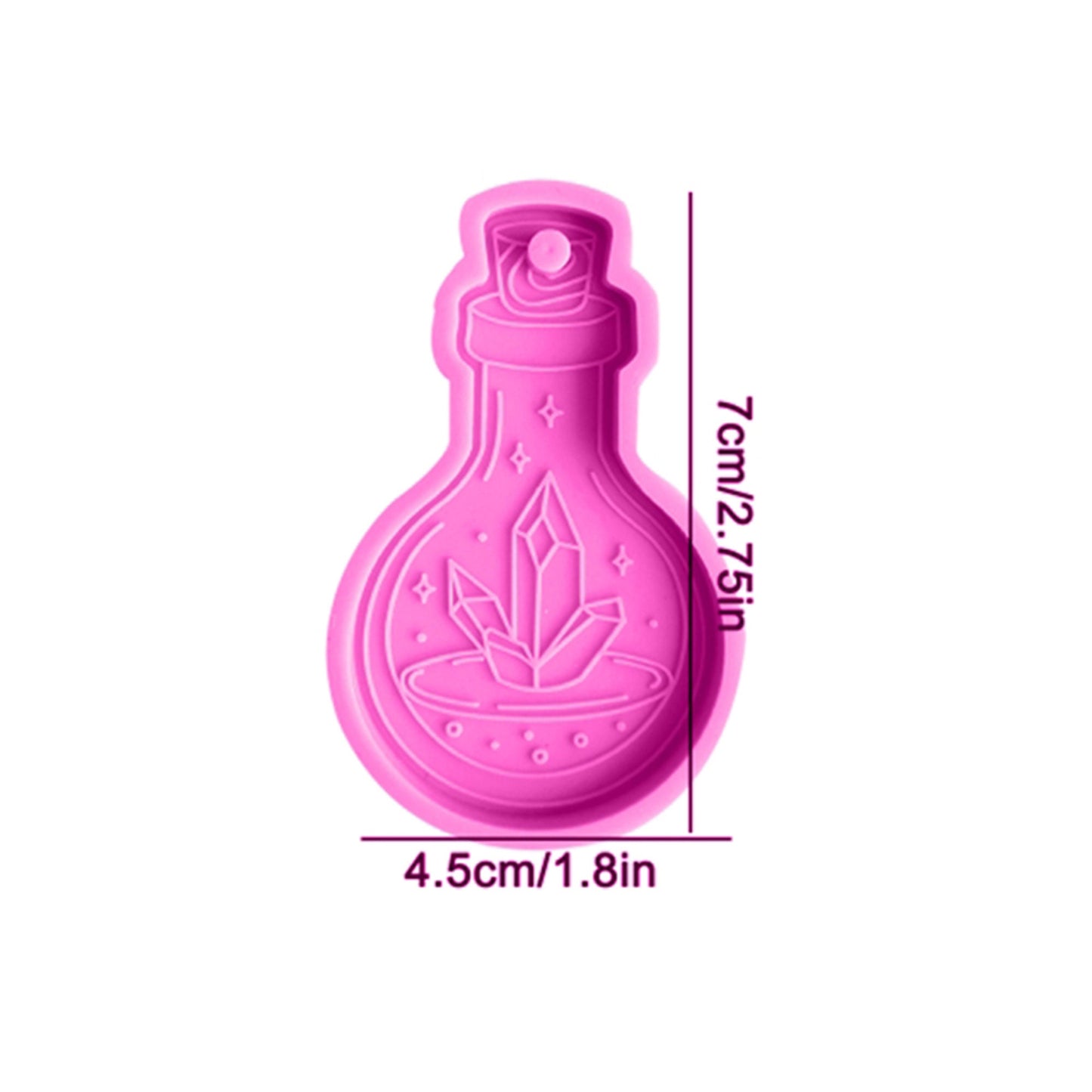 Potion Bottle with Crystals Keychain Silicone Mould, Potion Bottle Mold, Craft Mould, Jewellery Molds, Resin Supplies