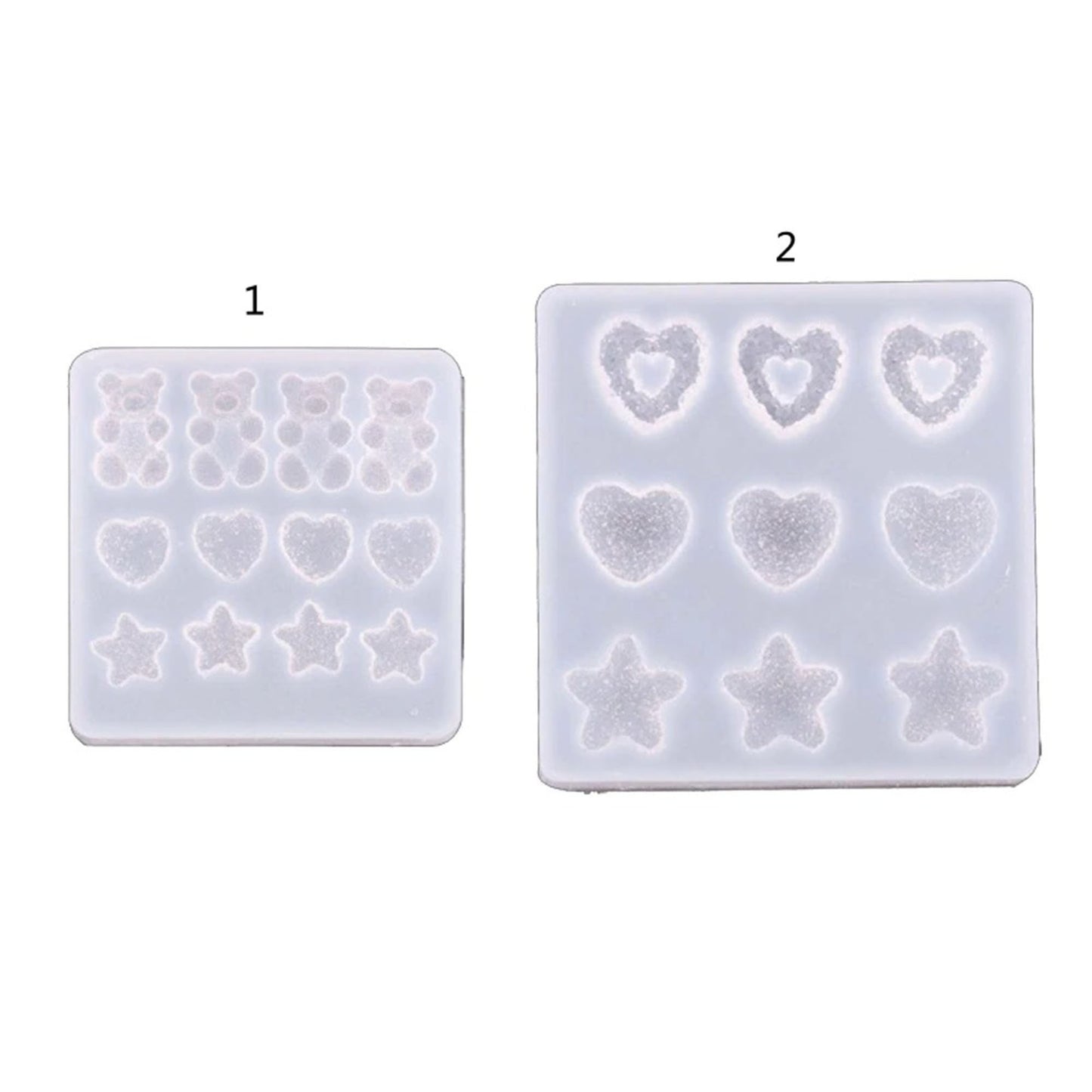 Candy Heart Hair Pin Silicone Mould, Gummy Bear Hair Pin Epoxy Resin Pendant Mold, Sugar Coated Star Earring Jewellery UV Resin Moulds