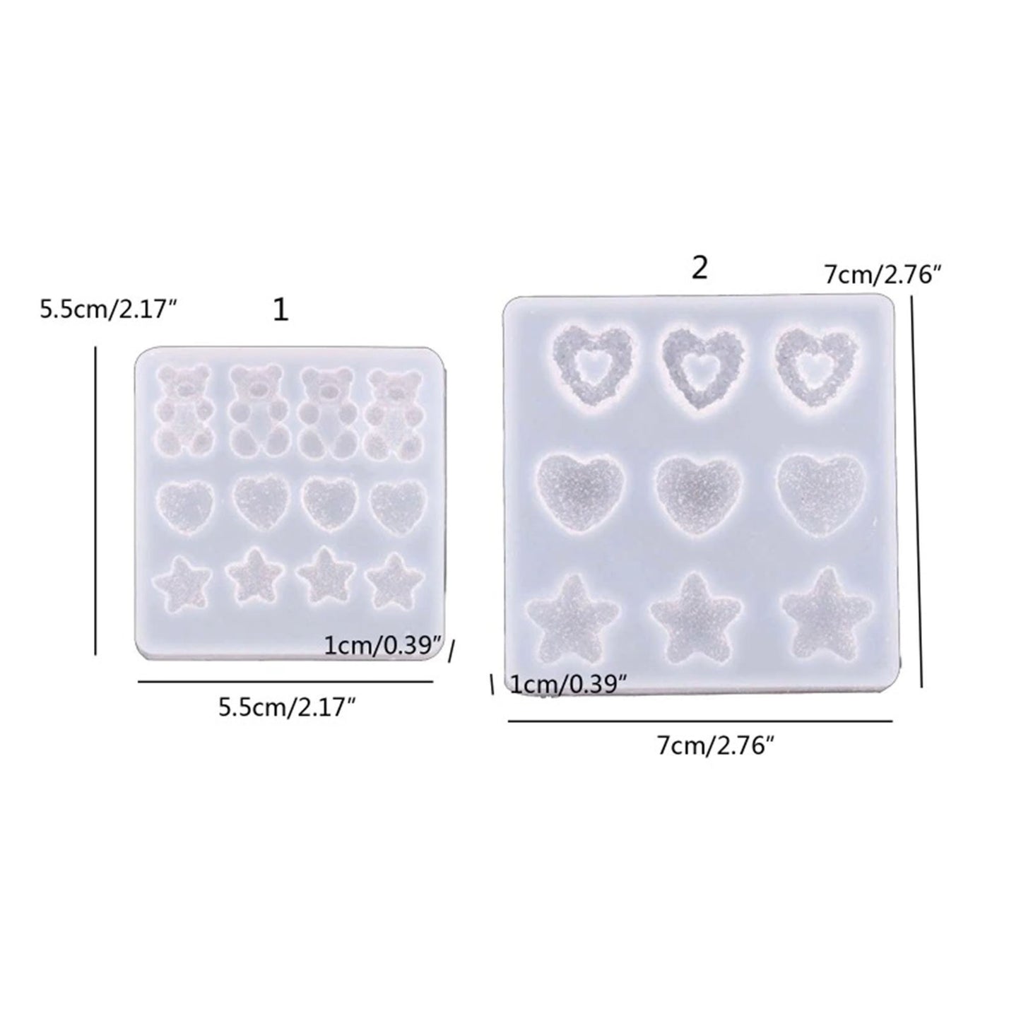 Candy Heart Hair Pin Silicone Mould, Gummy Bear Hair Pin Epoxy Resin Pendant Mold, Sugar Coated Star Earring Jewellery UV Resin Moulds