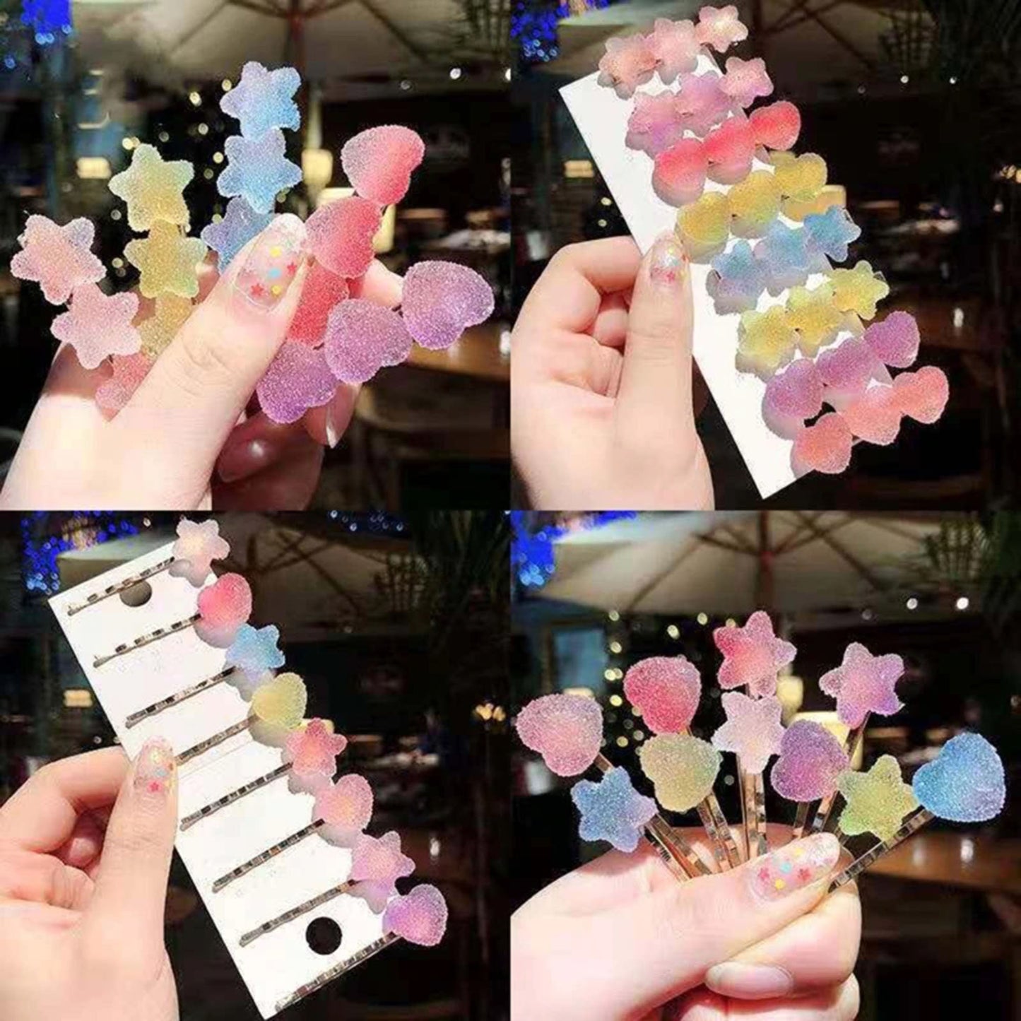 Candy Heart Hair Pin Silicone Mould, Gummy Bear Hair Pin Epoxy Resin Pendant Mold, Sugar Coated Star Earring Jewellery UV Resin Moulds