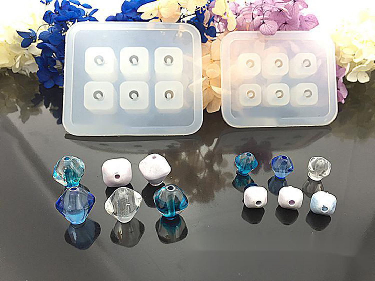 6mm Rhombus Beads With Holes Silicone Mould, Rhombus Beads Earring Epoxy Resin Pendant Mold, Round Jewellery Polymer Clay Tool, UV Resin