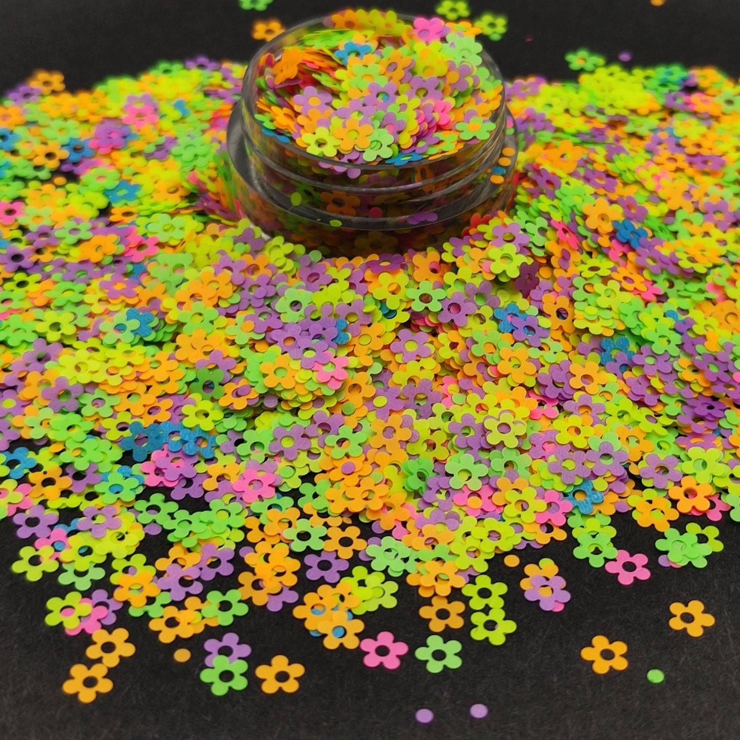 Fluorescent Colourful Flower Glitter, Daisy Neon Nail Art Glitter, Fluorescence Nail Glitter, Resin Supplies, Neon Rainbow Glitter