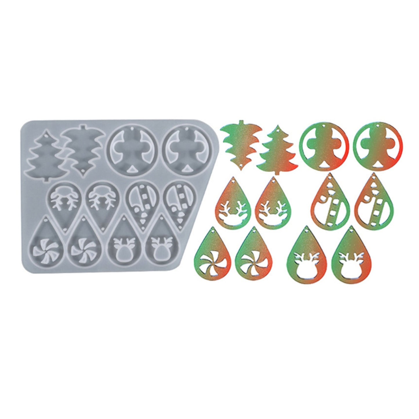 Christmas Earrings Silicone Mould, Christmas Tree Earring Mold, Ornament Jewellery Polymer Clay Tool, Snowflake Pendant Mold, DIY Molds