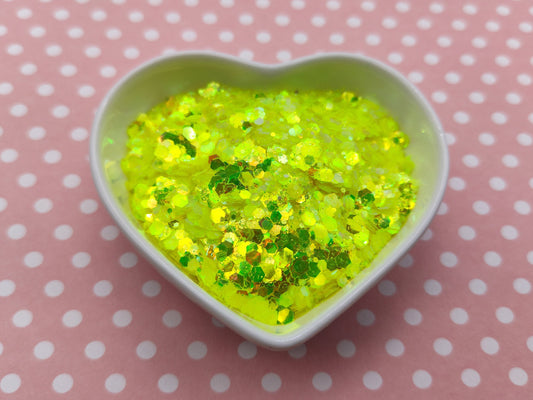 Bright Yellow Translucent Glitter Mix, Iridescent Neon Yellow Glitter Mix, Resin Supplies, Nail Art Glitter, Craft Supplies, Slime Supplies