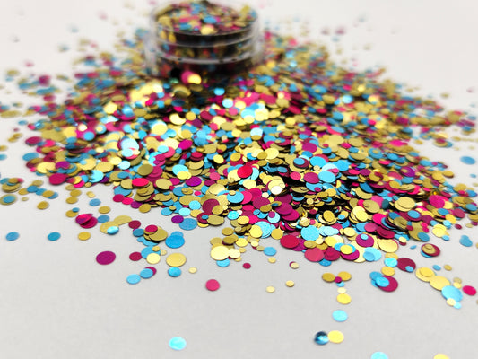 Dot Glitter Metallic Mix, Gold, Turquoise, Cerise Dotty Glitter Mix, Shiny Dot Confetti, Resin Supplies, Nail Art Glitter, Craft Supplies