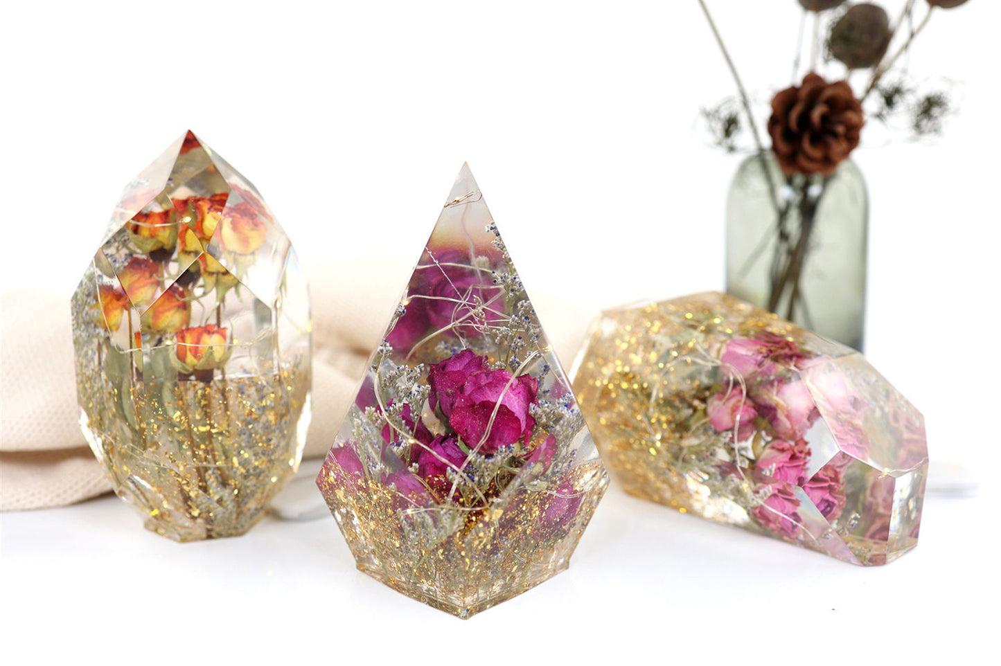 Large Crystal Resin Silicone Mould, Diamond Cut Irregular Crystal Epoxy Resin Night Light Mold, Crystal Stone Flower Preservation Mould