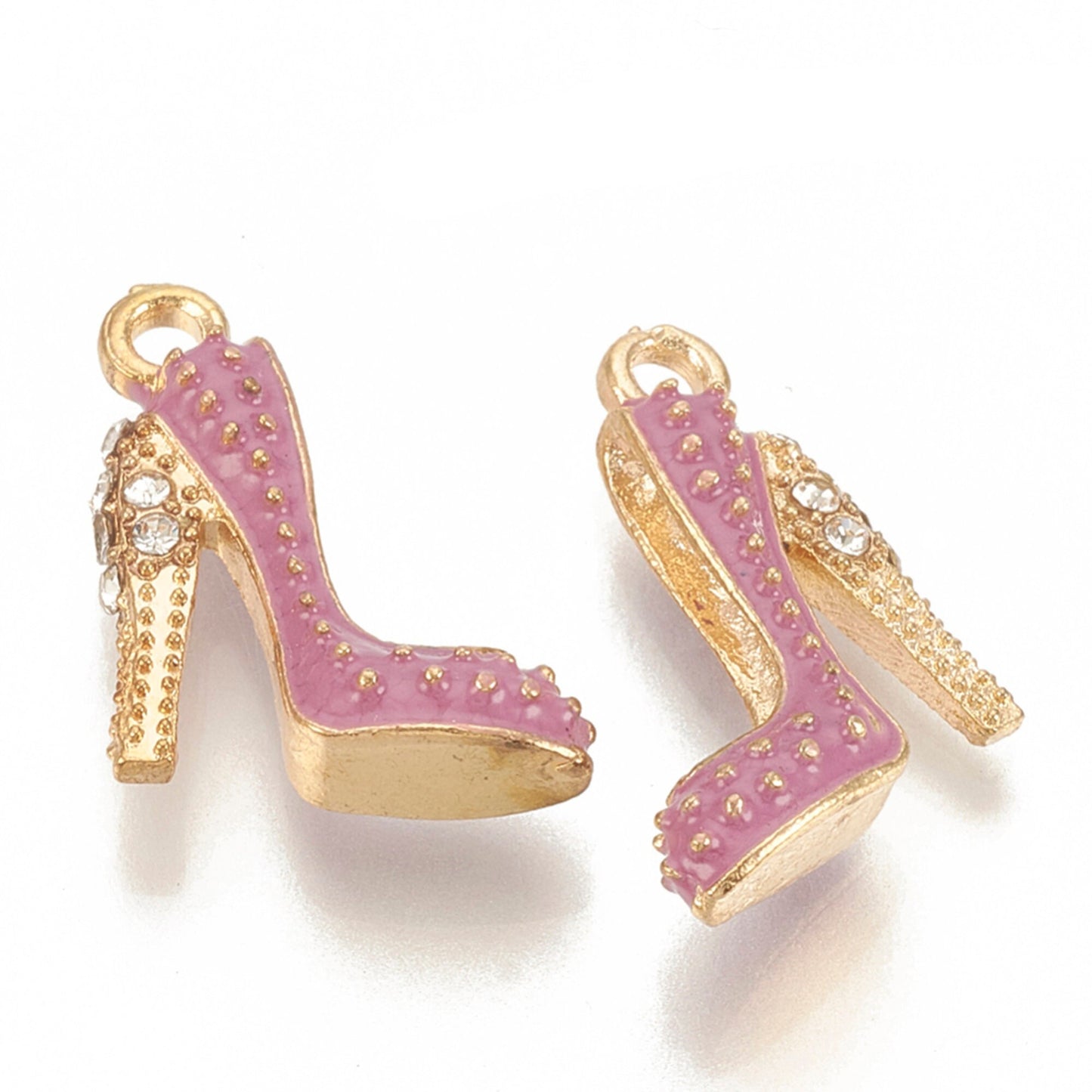 High Heel Enamel Charms Jewellery Pendant, Purple Enamel 3D Stiletto Rhinestones Charm for Jewelry Making DIY Jewelry Accessories