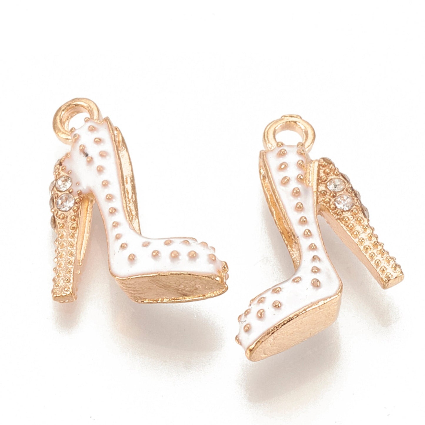 High Heel Enamel Charms Jewellery Pendant, White Enamel 3D Stiletto Rhinestones Charm for Jewelry Making DIY Jewelry Accessories