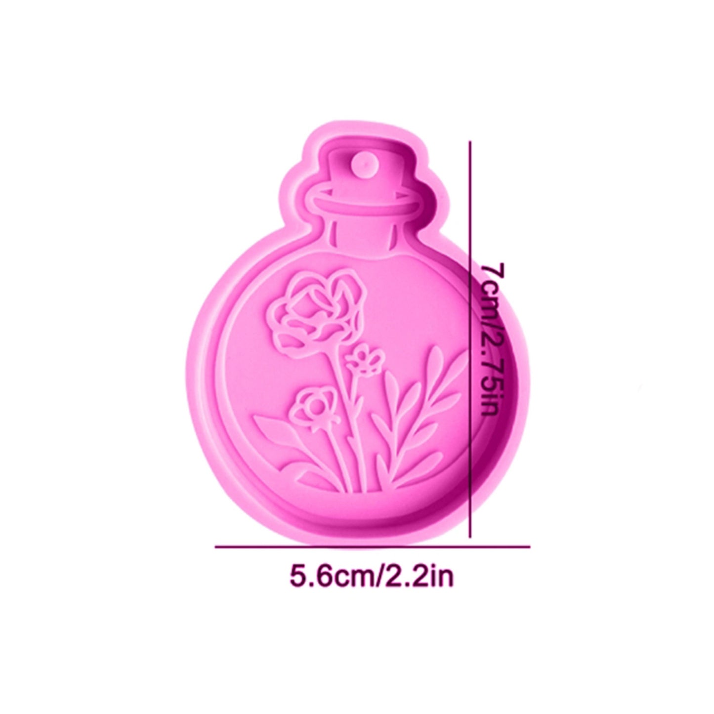 Potion Bottle with Flowers Keychain Silicone Mould, Potion Bottle Mold, Craft Mould, Jewellery Molds, Resin Supplies