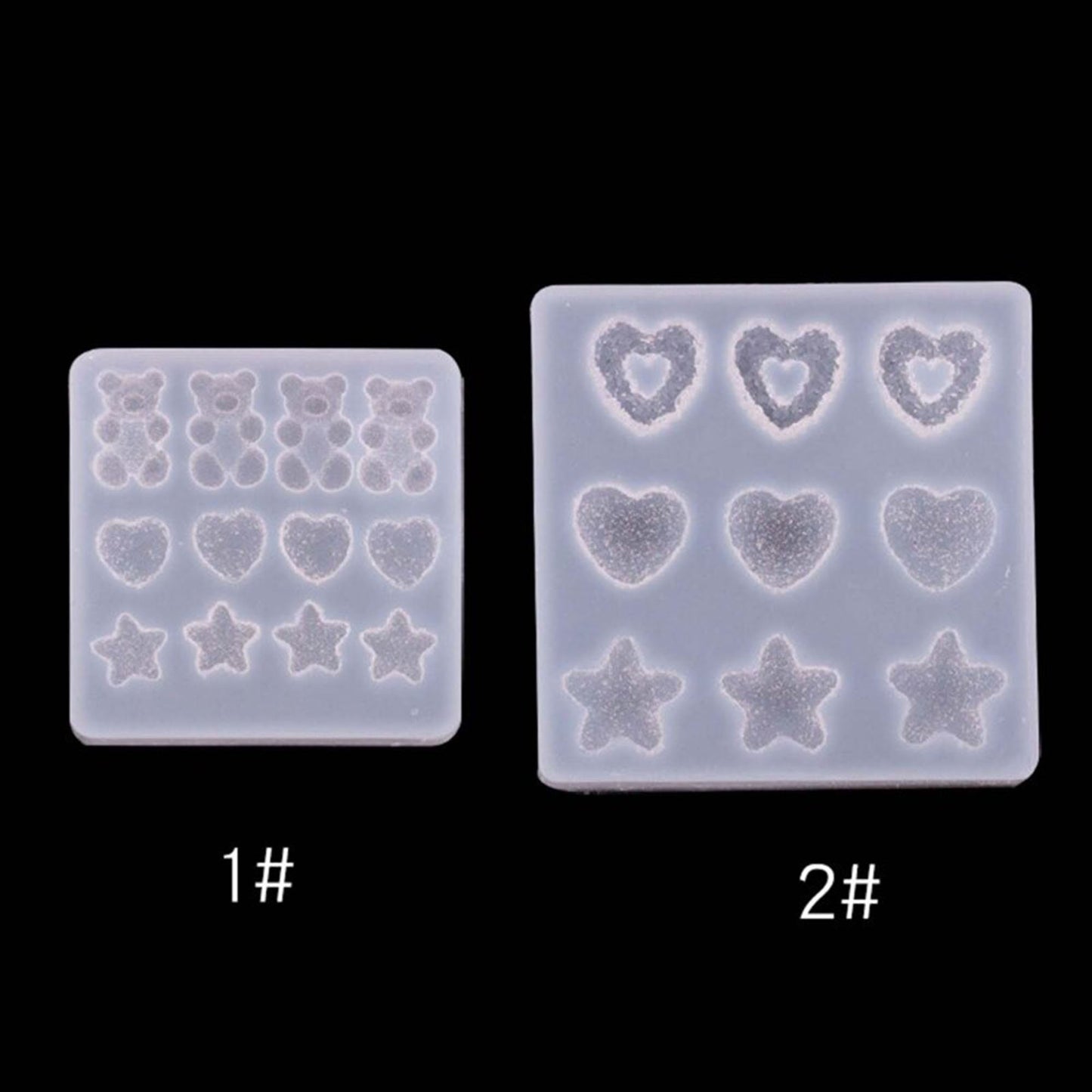 Candy Heart Hair Pin Silicone Mould, Gummy Bear Hair Pin Epoxy Resin Pendant Mold, Sugar Coated Star Earring Jewellery UV Resin Moulds