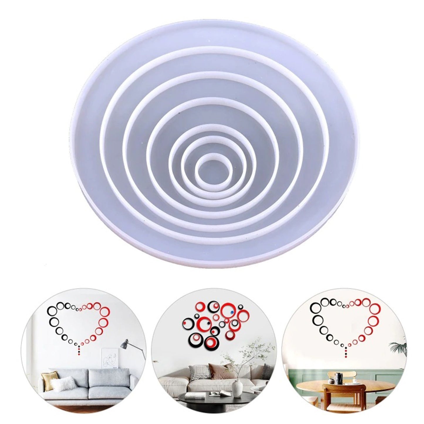 Circles Wallhanging Silicone Mould, Circle Rings Set Silicone Molds, Wall Decor Silicone Mold, Window Decoration Moulds