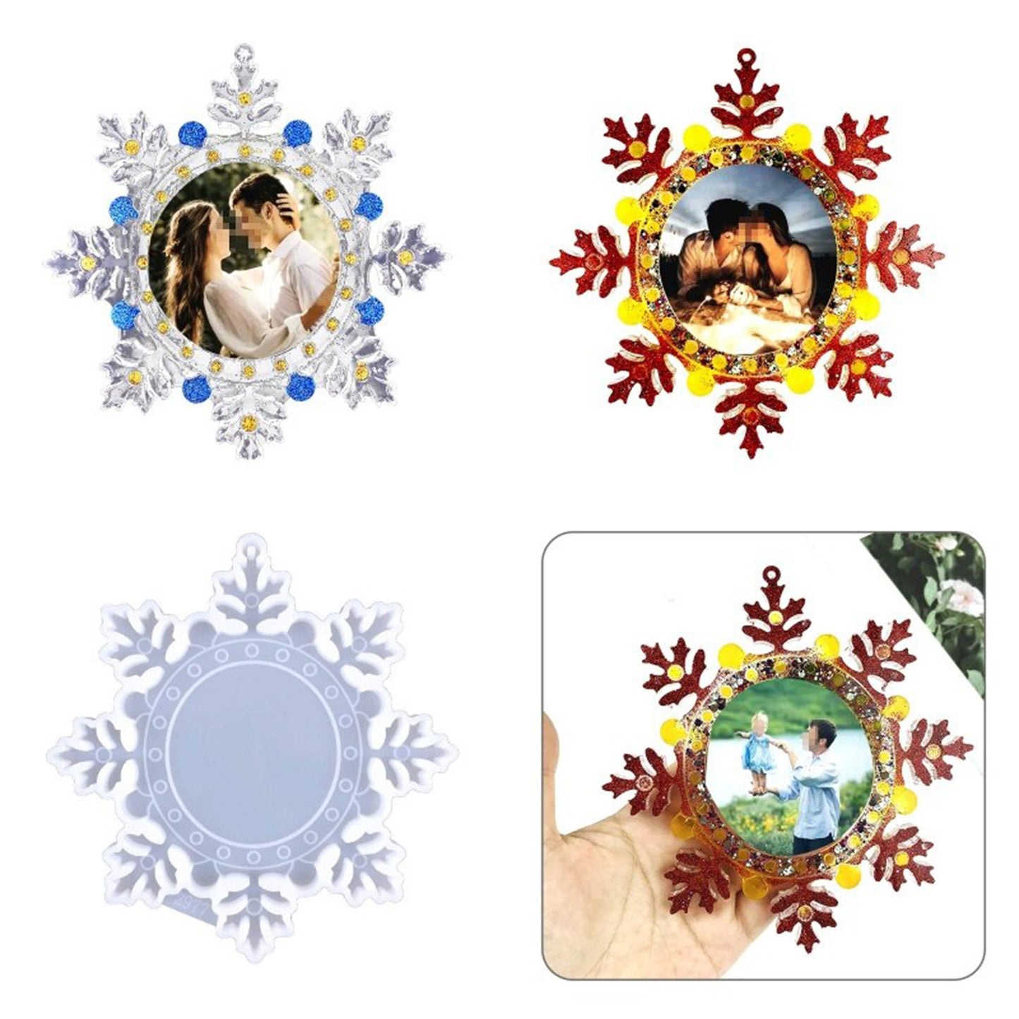 Snowflake Photo Frame Christmas Tree Decoration Silicone Mould, Christmas Epoxy Resin Mold, Silicone Resin Mould, Resin Supplies