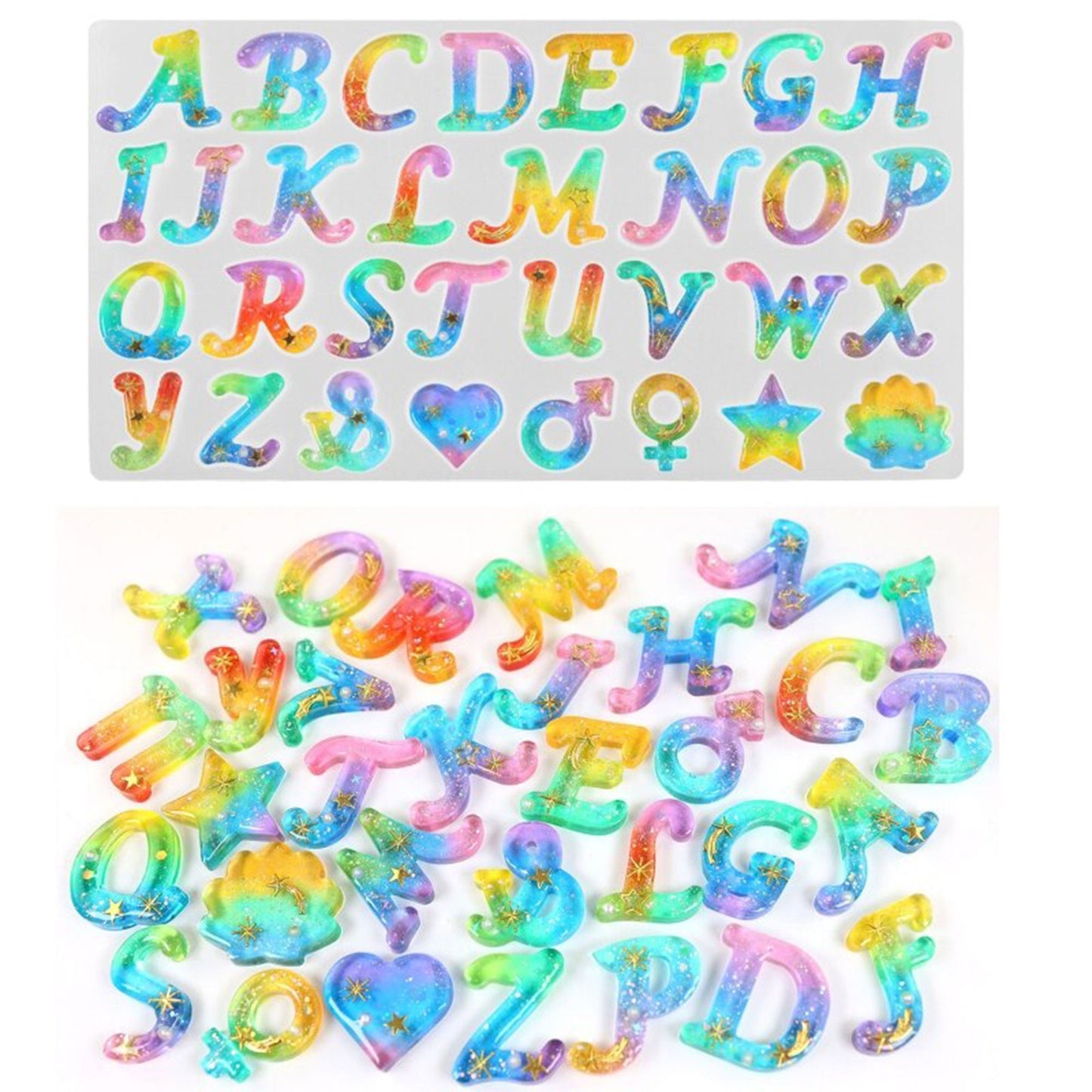 Alphabet Letter Mould, Cursive Letters Pendant Mold, Jewelry Letter Keychain Silicone Moulds, DIY Jewellery Making, UV Resin Mould