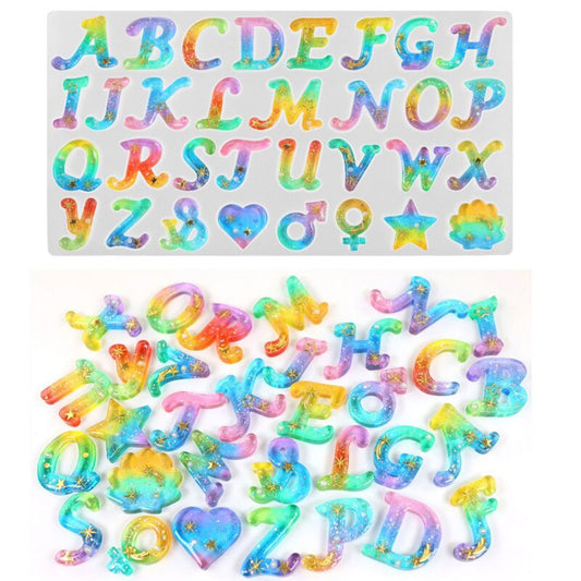 Alphabet Letter Mould, Cursive Letters Pendant Mold, Jewelry Letter Keychain Silicone Moulds, DIY Jewellery Making, UV Resin Mould