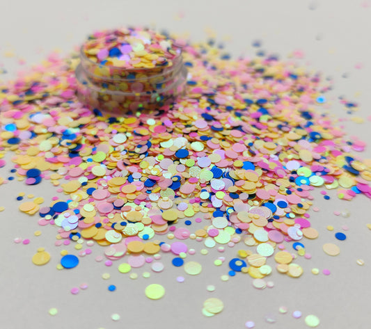 Dot Glitter Pastel Mix, Pink, Yellow, Blue Dotty Glitter Mix, Dot Confetti, Resin Supplies, Nail Art Glitter, Craft Supplies