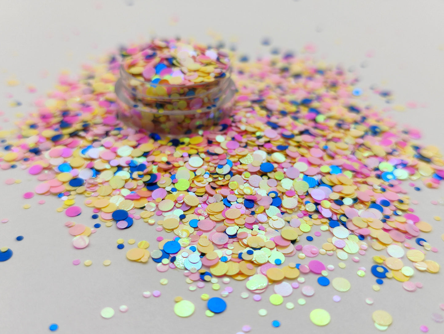 Dot Glitter Pastel Mix, Pink, Yellow, Blue Dotty Glitter Mix, Dot Confetti, Resin Supplies, Nail Art Glitter, Craft Supplies