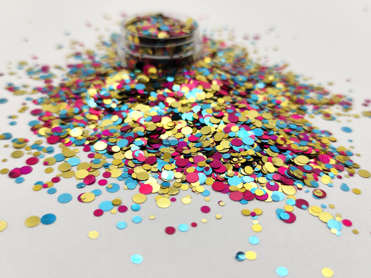 Dot Glitter Metallic Mix, Gold, Turquoise, Cerise Dotty Glitter Mix, Shiny Dot Confetti, Resin Supplies, Nail Art Glitter, Craft Supplies