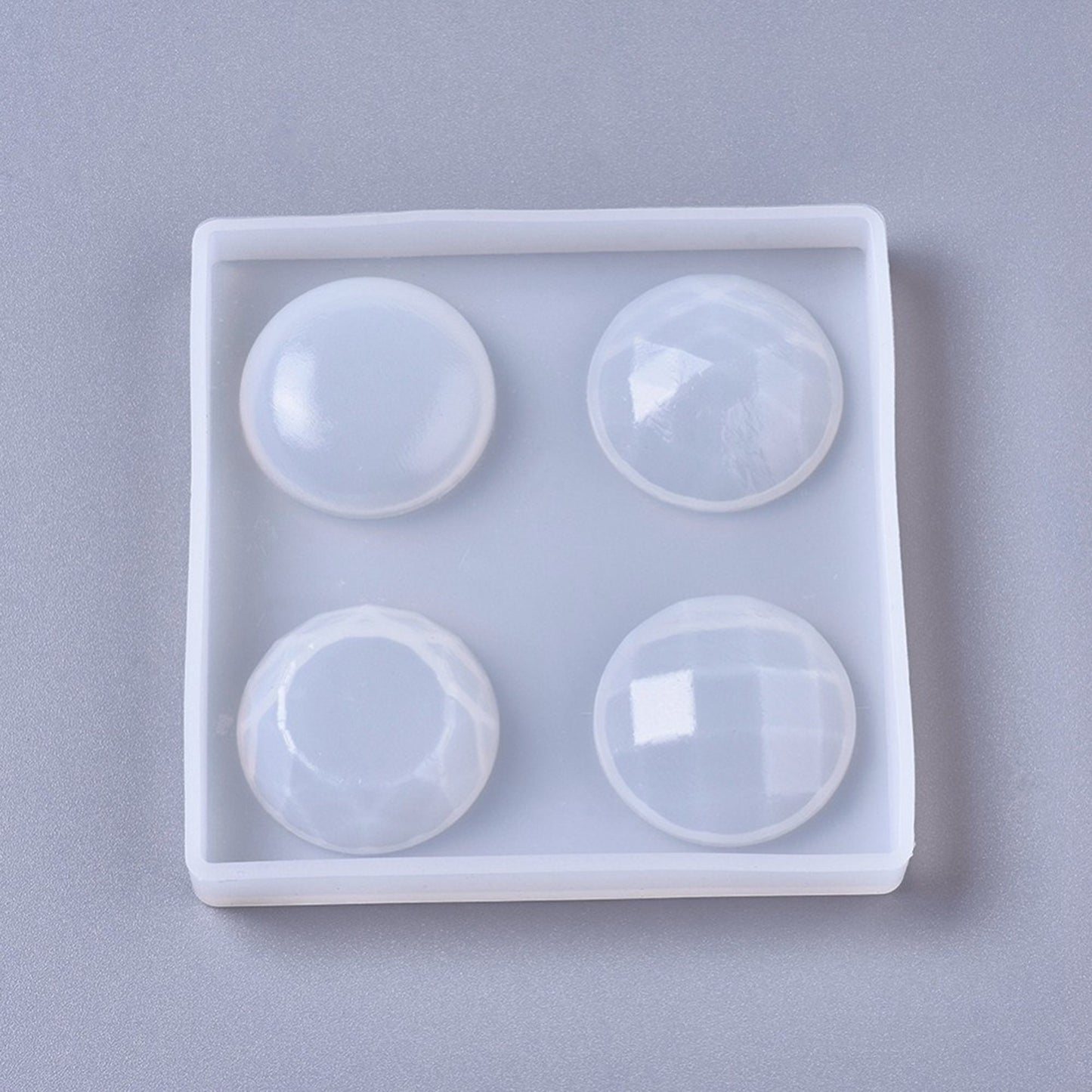 Cabochon Silicone Mould, Faceted Round Cabochon Epoxy Resin Pendant Mold, Round Jewellery Polymer Clay Tool, Square UV Resin Mold