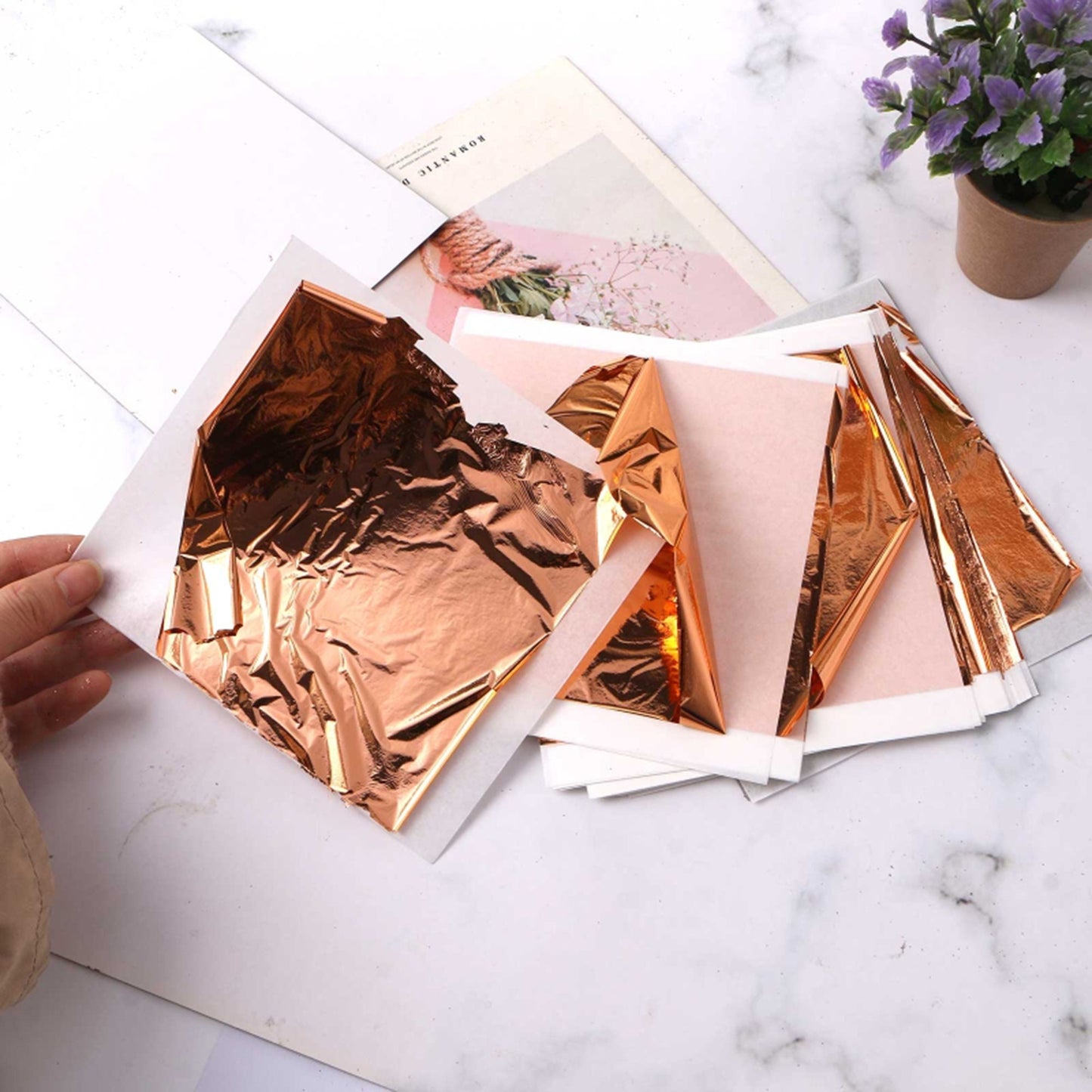 100 sheets Imitation Gold Leaf Foil, Silver Leaf Foil, Copper Leaf Foil, Gold Leaf Sheets, Nail Art Supplies, Gilding, DIY Arts and Crafts