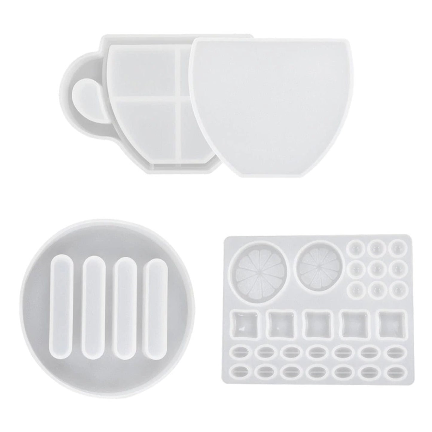 Coffee Cup Coaster Set with Holder Silicone Mould, Shaker Coaster Set Silicone Molds, Coaster and Base Stand Silicone Moulds, Coffee Beans