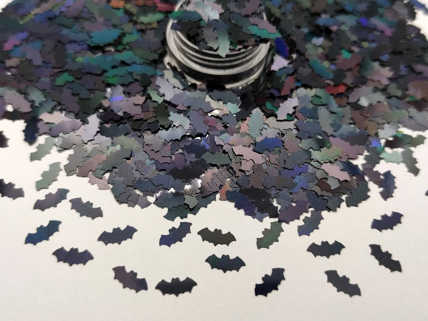 Bat Sequins, Black Holographic Bat Glitter, Halloween Bat Shape Sequins, Slime Filler Black Holographic Bats Glitter, Resin Supplies