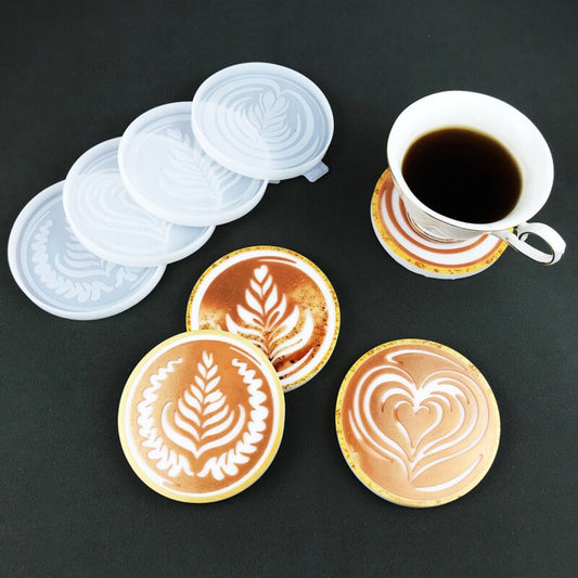 Coffee Art Coaster Silicone Mould, Latte Art Coaster Resin Mold, Barista Coaster Mold for Resin, Jesmonite Moulds, DIY Coaster Resin Molds