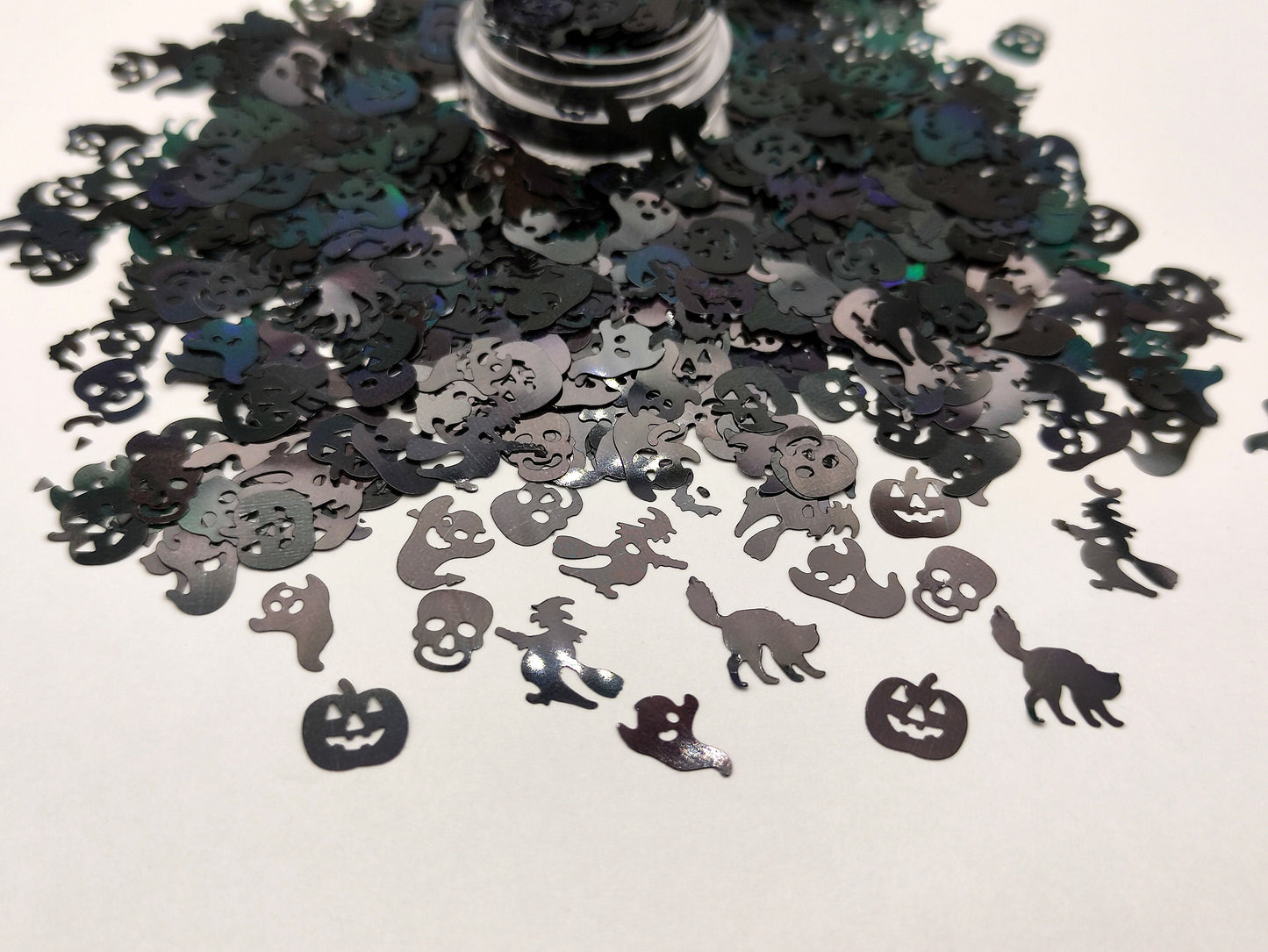 Halloween Sequins, Black Cat Spooky Glitter, Halloween Skull Shape Sequins, Slime Filler Holographic Pumpkin Glitter, Resin Supplies