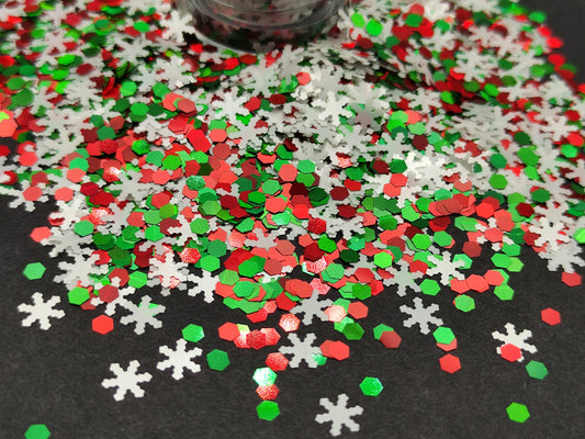 Christmas Glitter Mix, Snowflake Glitter, Christmas Mix Sequins, Craft Supplies, Chunky Glitter Mix, Resin Supplies