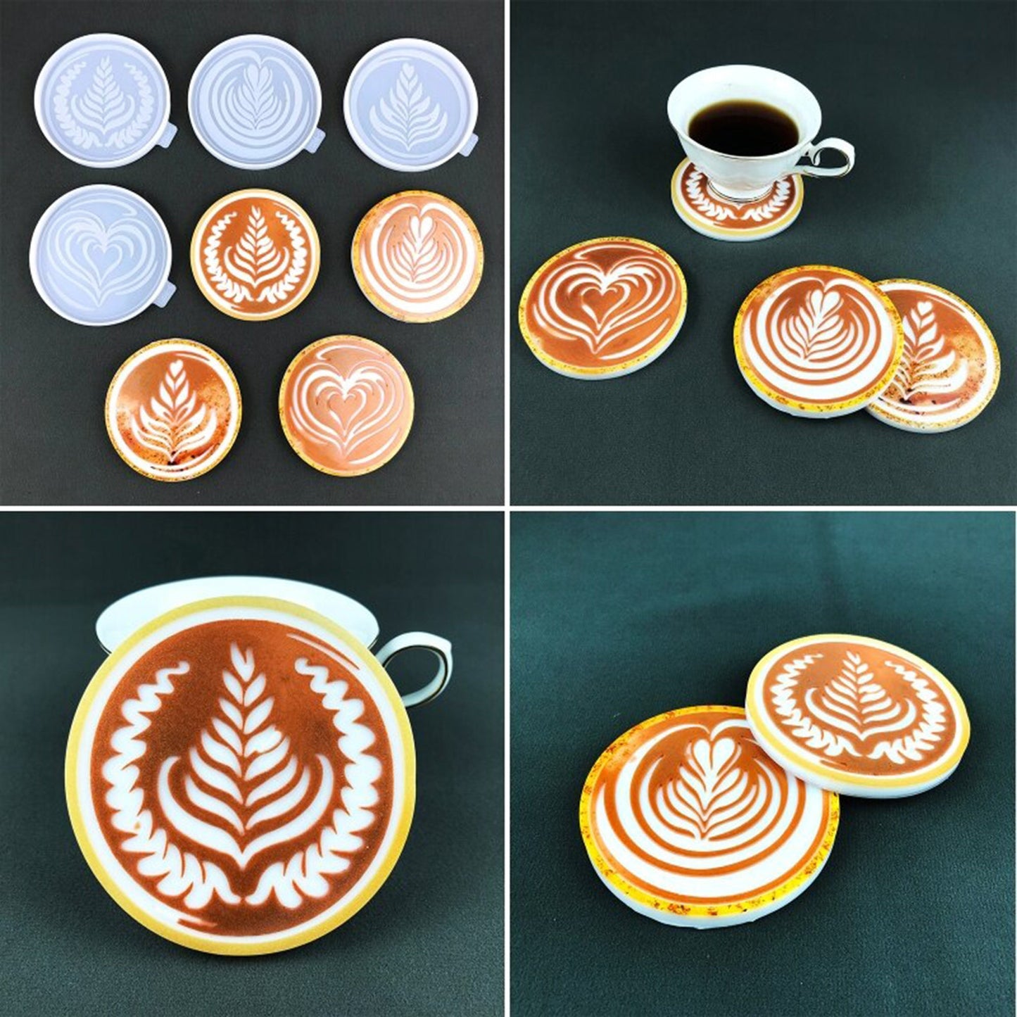 Coffee Art Coaster Silicone Mould, Latte Art Coaster Resin Mold, Barista Coaster Mold for Resin, Jesmonite Moulds, DIY Coaster Resin Molds