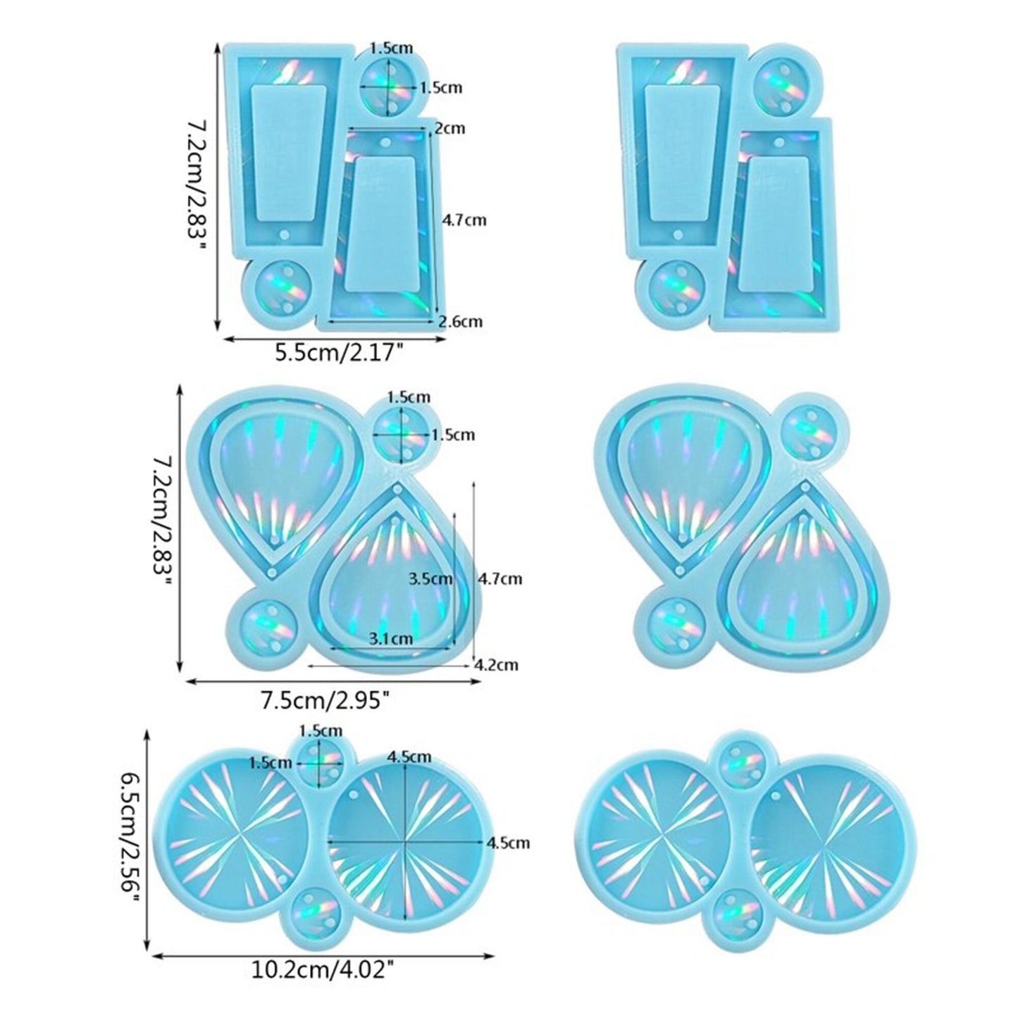 Holographic Statement Earring Silicone Mould, Retro Earring Epoxy Resin Pendant Mold, Geometric Earring Jewellery Polymer Clay Tool