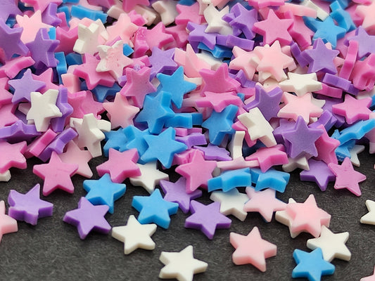 10g/20g Star Mix Clay Fimo Slices, Colourful Pink, Purple, Blue Stars Resin Craft Supplies, Nail Art, Polymer Clay Slices, Slime Supplies