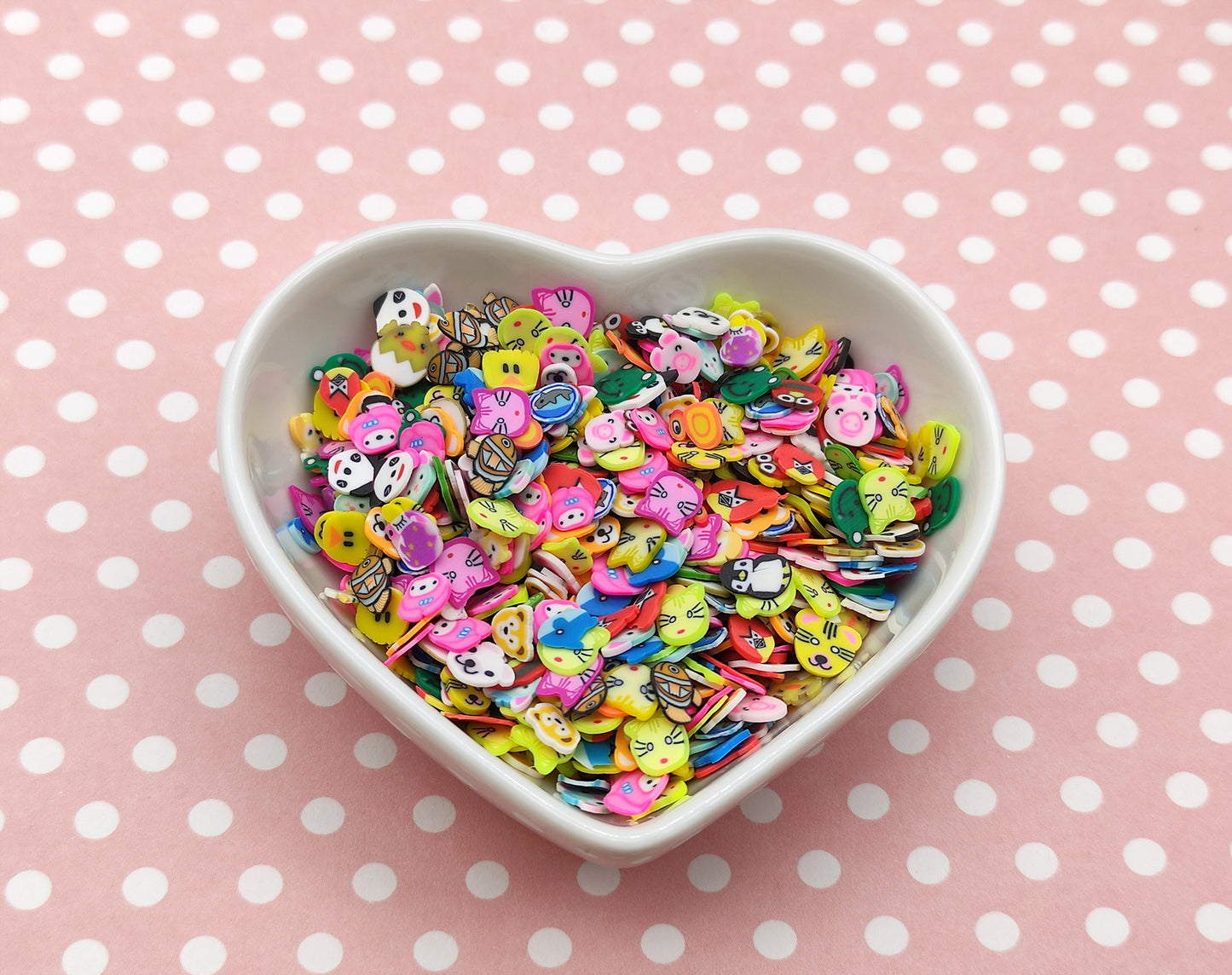 10g/20g Animal Mix Clay Fimo Slices, Cute Animal Faces Resin Craft Supplies, Nail Art, Polymer Clay Slices, Slime Supplies