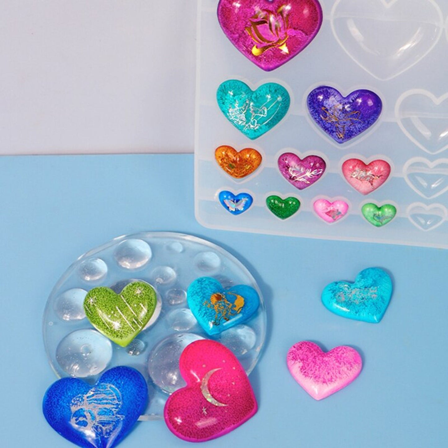 Hearts Silicone Mould, Pocket Hug Hearts Mold, Beveled Heart Keyring Mold, Resin Mould, Pendant Mold, Rounded Hearts