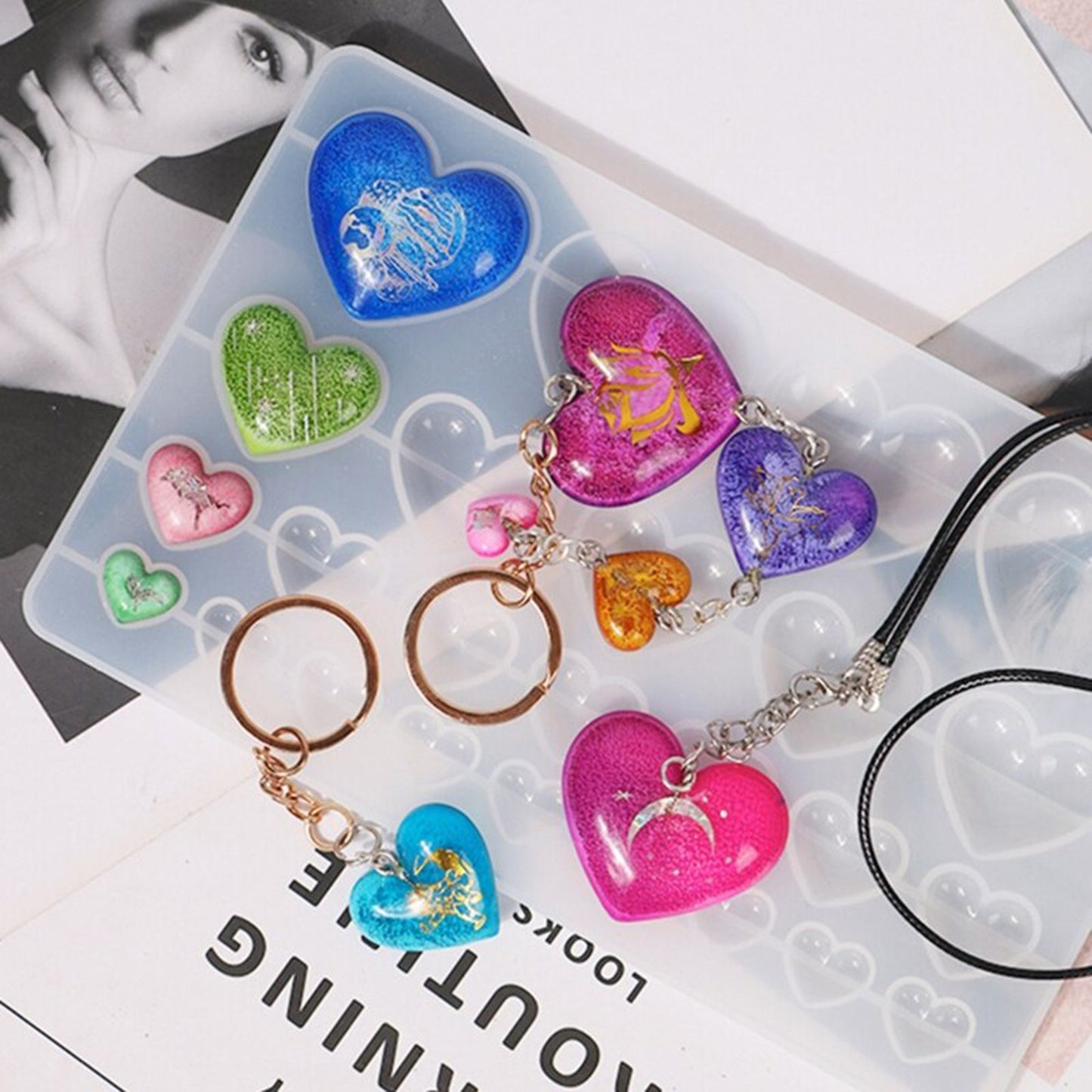 Hearts Silicone Mould, Pocket Hug Hearts Mold, Beveled Heart Keyring Mold, Resin Mould, Pendant Mold, Rounded Hearts