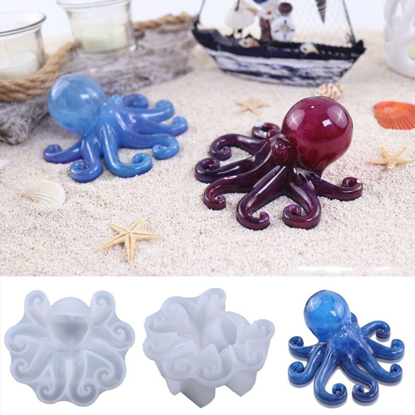 3D Octopus Silicone Mould, Octopus Resin Mold, Octupus Home Decoration Mould, Octopus Candle Mold, Resin Supplies